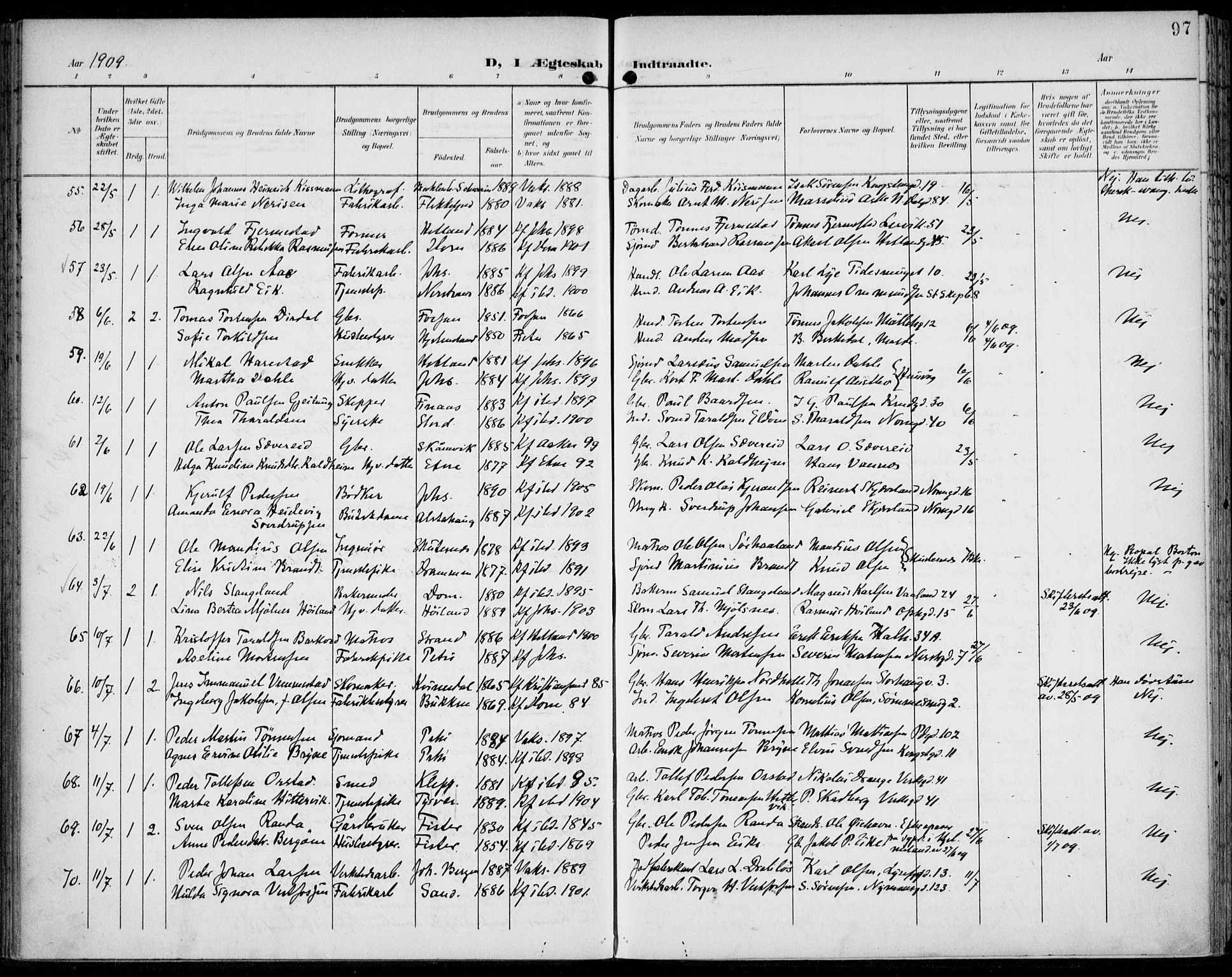 St. Johannes sokneprestkontor, AV/SAST-A-101814/002/B/L0001: Parish register (official) no. A 8, 1899-1917, p. 97