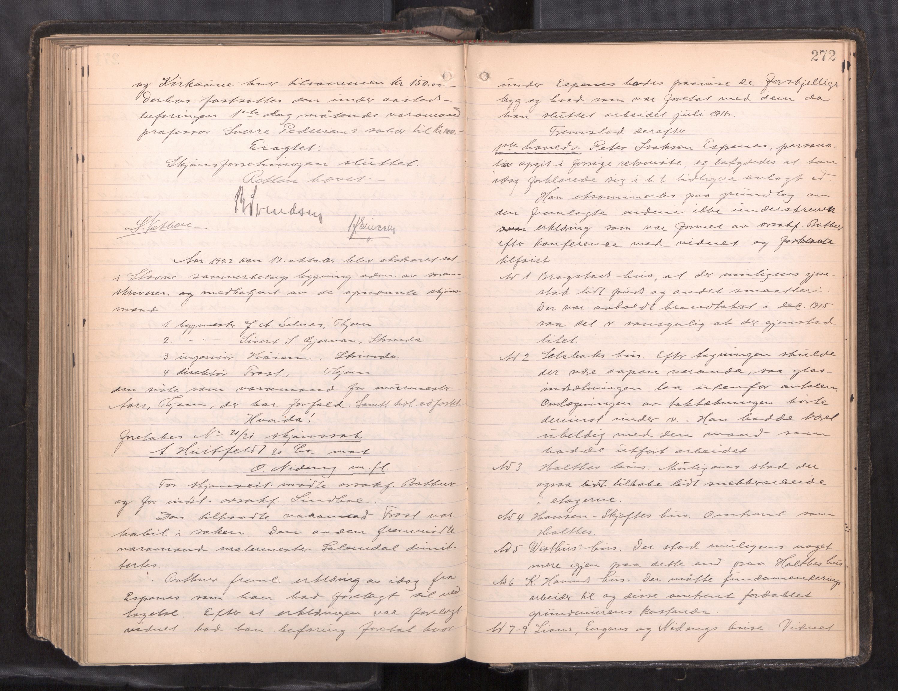 Strinda og Selbu sorenskriveri, AV/SAT-A-0015/1/1B/L0023: Ekstrarettsprotokoll, 1920-1923, p. 271b-272a