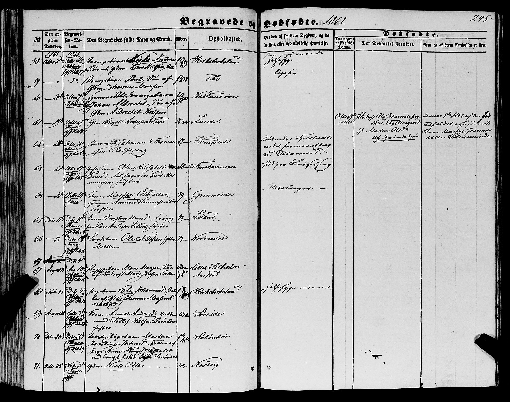 Fana Sokneprestembete, SAB/A-75101/H/Haa/Haaa/L0011: Parish register (official) no. A 11, 1851-1862, p. 246