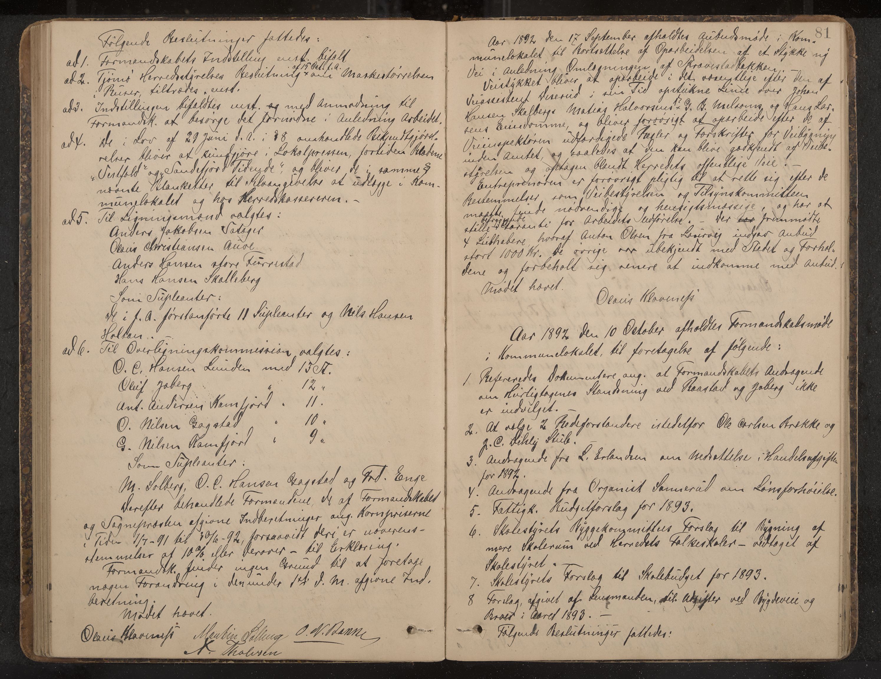 Sandar formannskap og sentraladministrasjon, IKAK/0724021/A/Aa/L0001: Møtebok, 1886-1895, p. 81