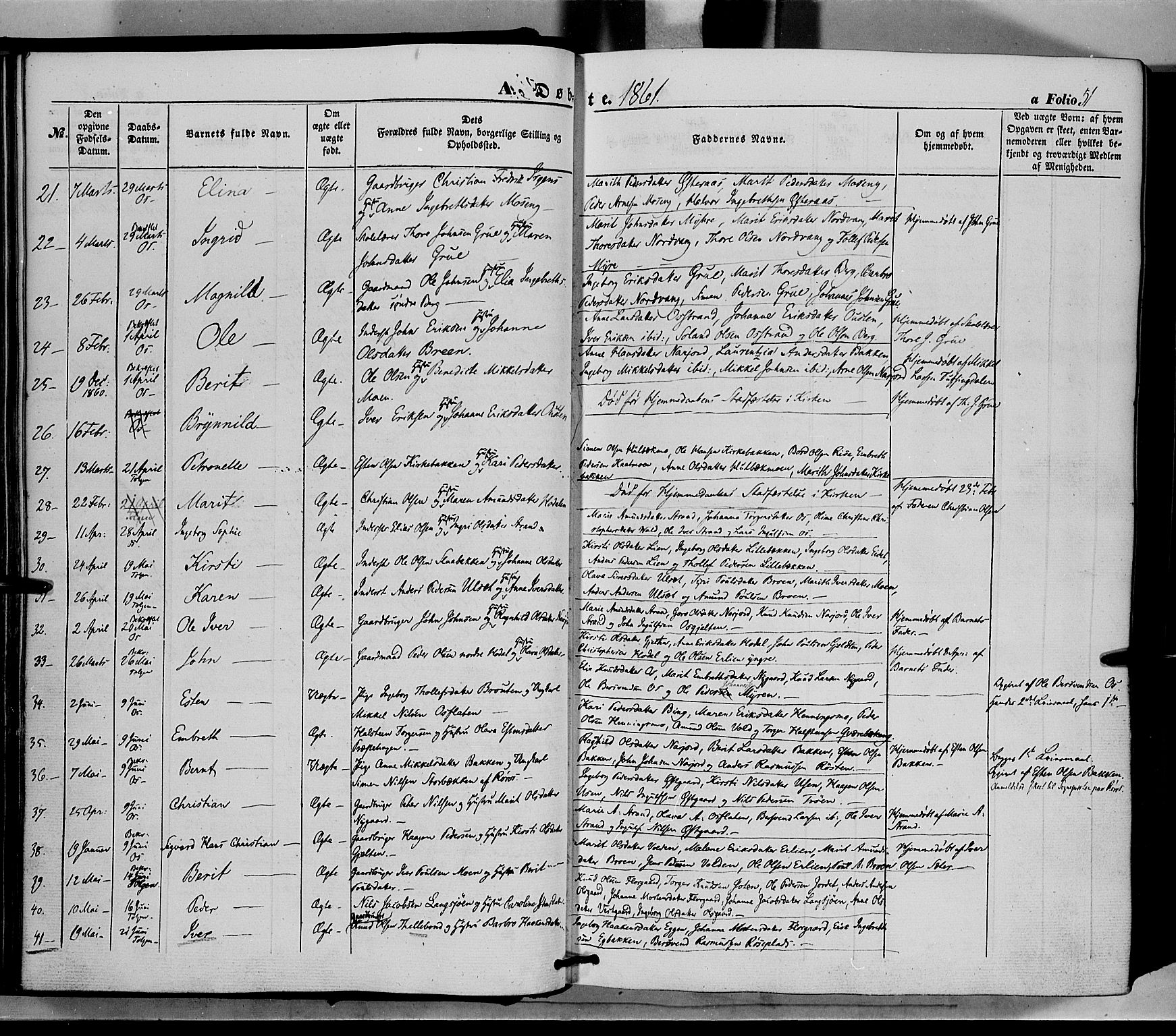 Tolga prestekontor, AV/SAH-PREST-062/K/L0006: Parish register (official) no. 6, 1852-1876, p. 51