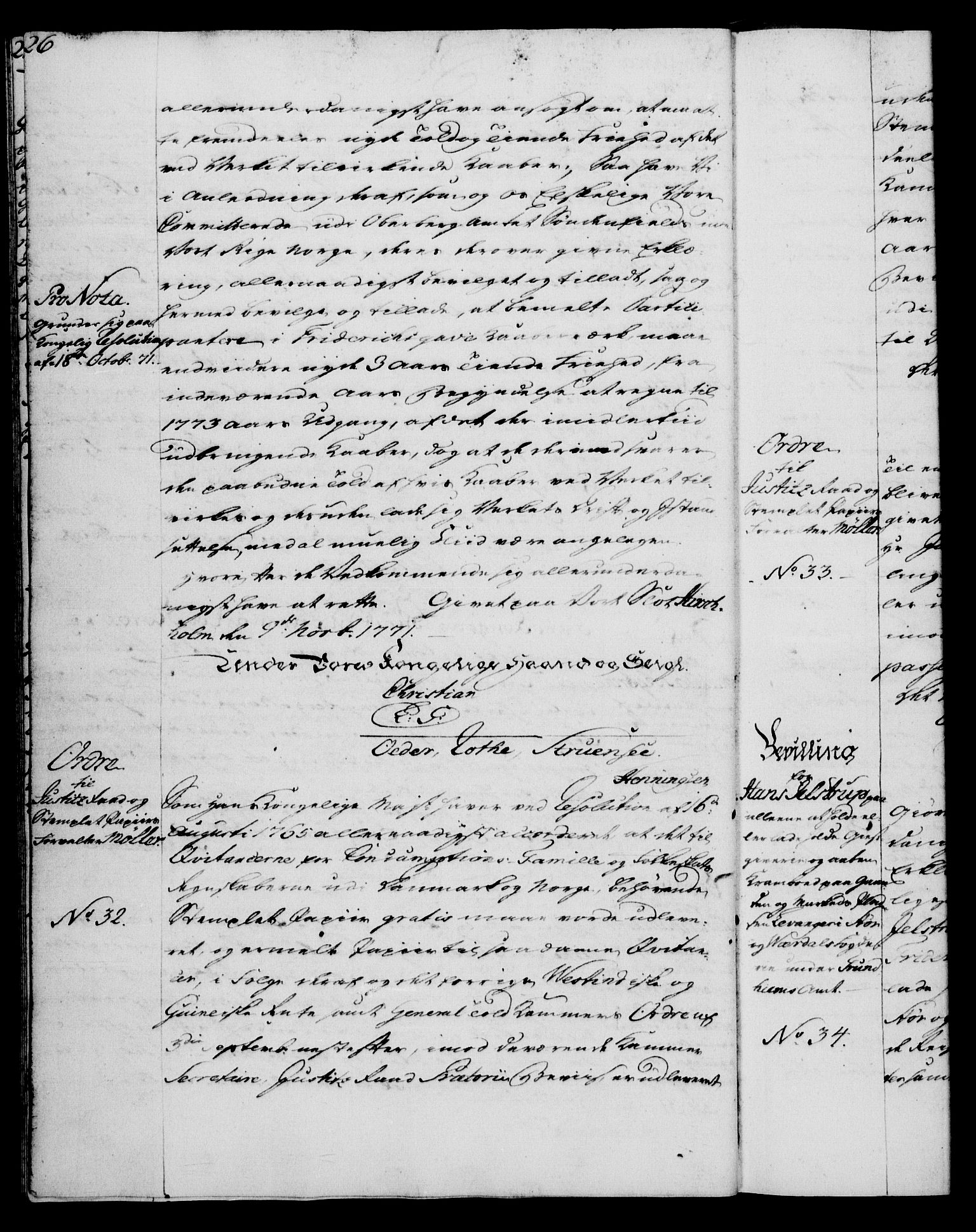 Rentekammeret, Kammerkanselliet, AV/RA-EA-3111/G/Gg/Gga/L0009: Norsk ekspedisjonsprotokoll med register (merket RK 53.9), 1771-1773, p. 26