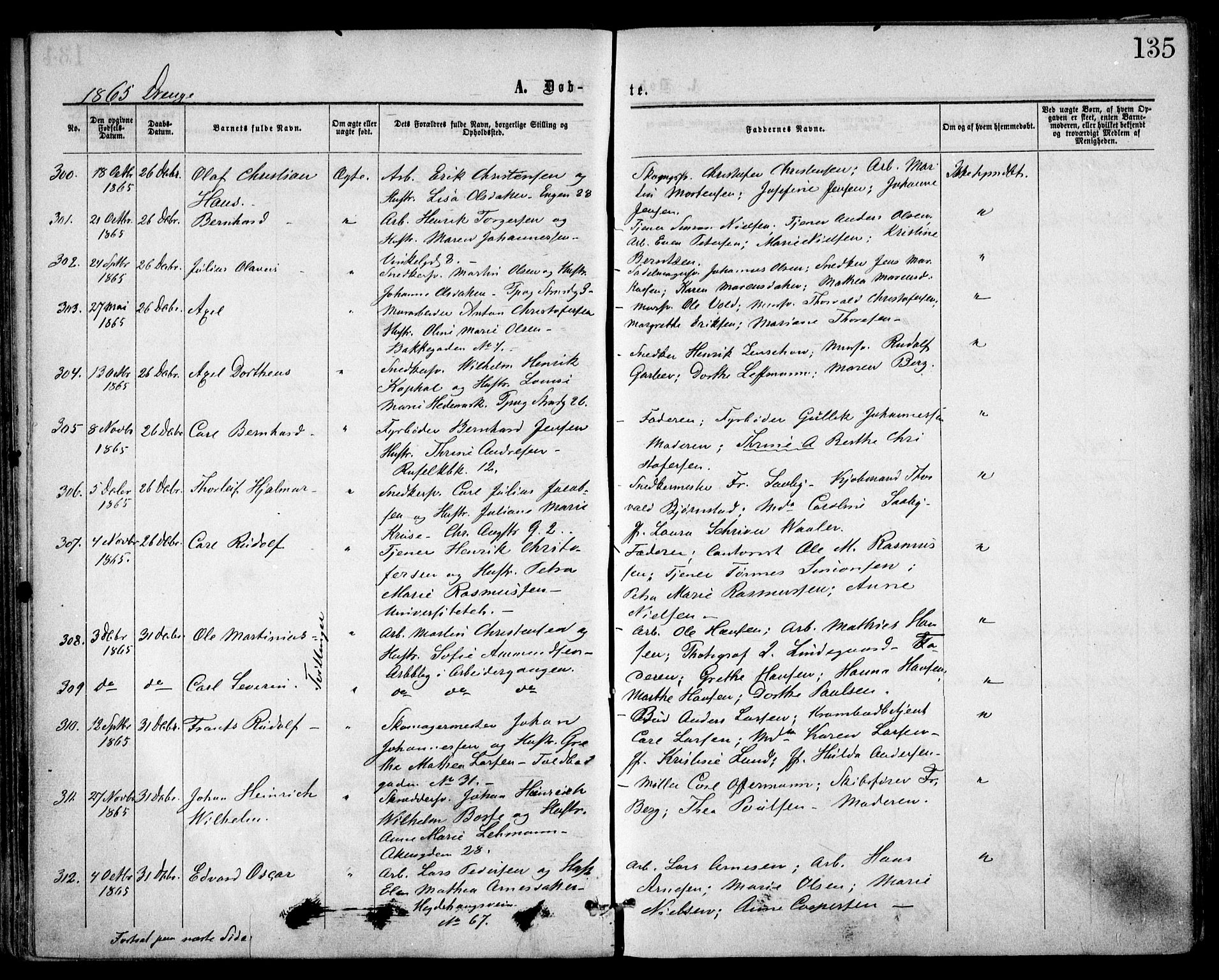 Trefoldighet prestekontor Kirkebøker, SAO/A-10882/F/Fa/L0002: Parish register (official) no. I 2, 1863-1870, p. 135