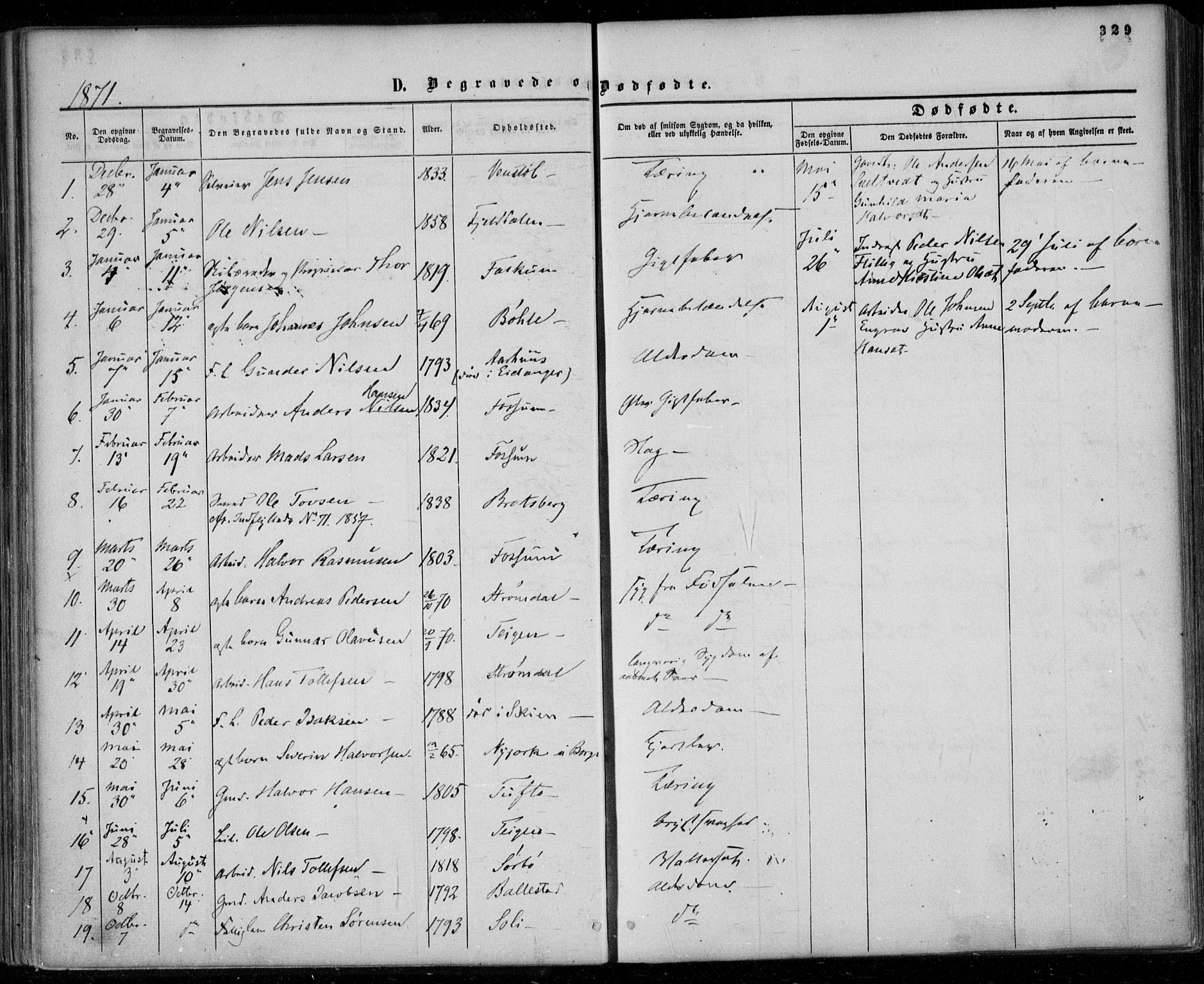 Gjerpen kirkebøker, SAKO/A-265/F/Fa/L0008b: Parish register (official) no. I 8B, 1857-1871, p. 329