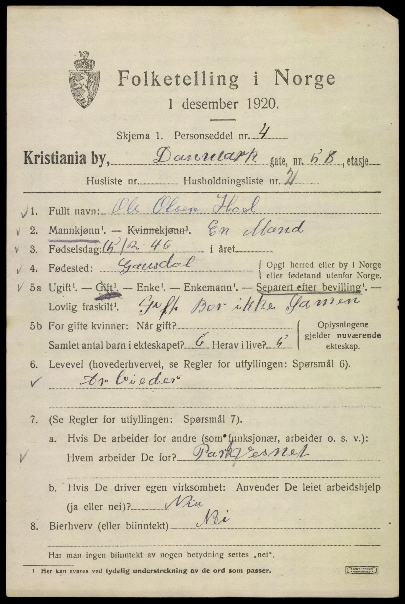 SAO, 1920 census for Kristiania, 1920, p. 196047