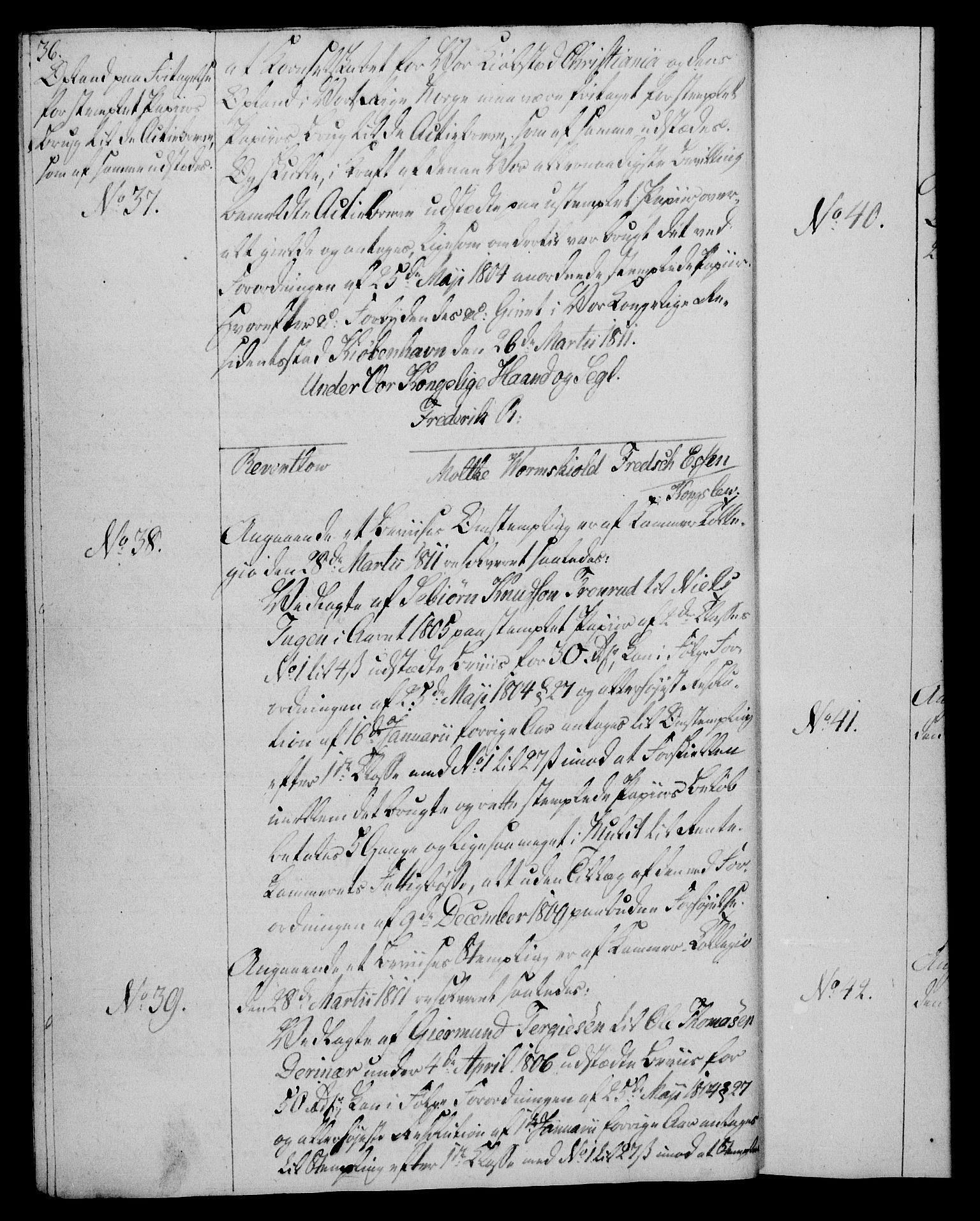 Rentekammeret, Kammerkanselliet, RA/EA-3111/G/Gg/Gga/L0020: Norsk ekspedisjonsprotokoll med register (merket RK 53.20), 1811-1814, p. 36