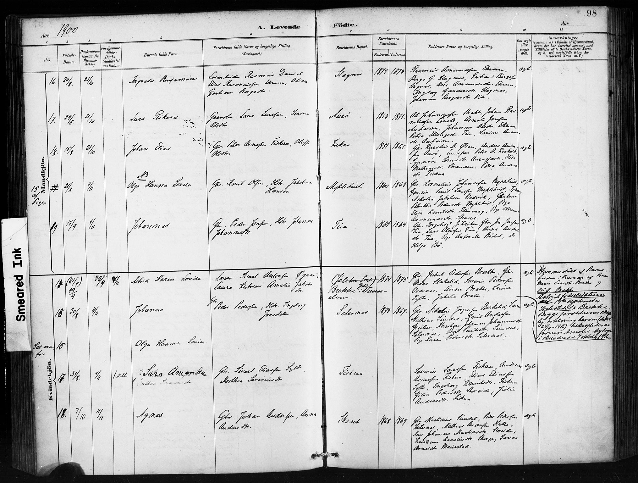 Ministerialprotokoller, klokkerbøker og fødselsregistre - Møre og Romsdal, AV/SAT-A-1454/501/L0008: Parish register (official) no. 501A08, 1885-1901, p. 98