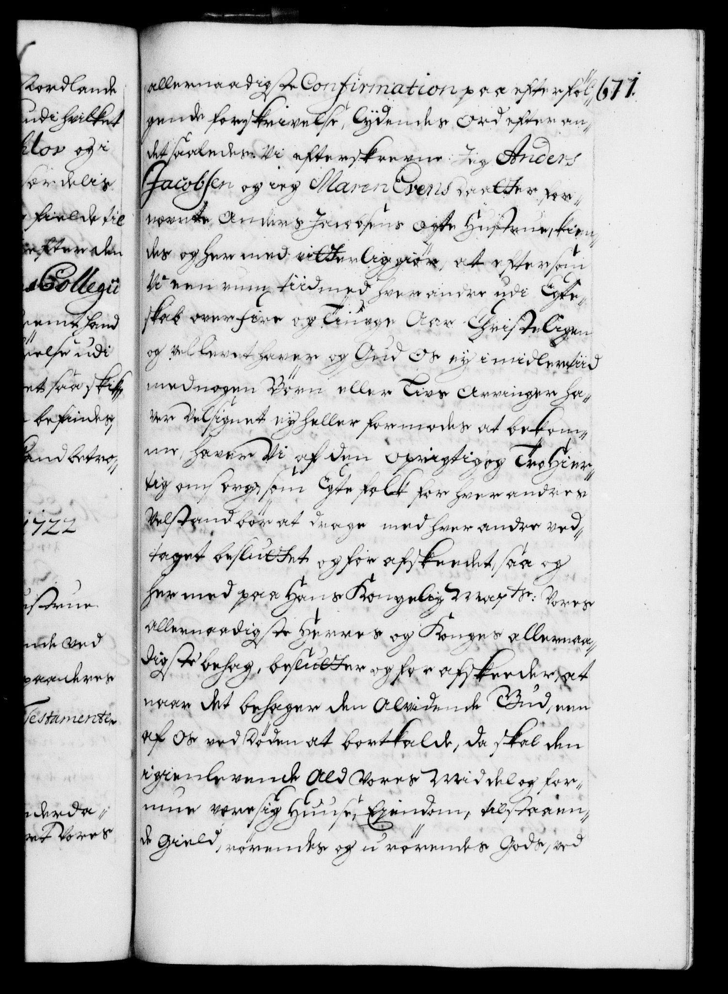 Danske Kanselli 1572-1799, AV/RA-EA-3023/F/Fc/Fca/Fcaa/L0023: Norske registre, 1720-1722, p. 671a