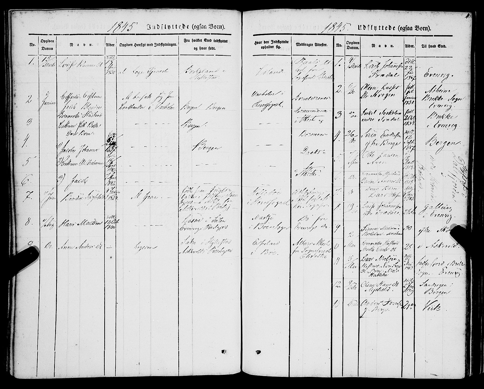 Lavik sokneprestembete, SAB/A-80901: Parish register (official) no. A 3, 1843-1863, p. 4