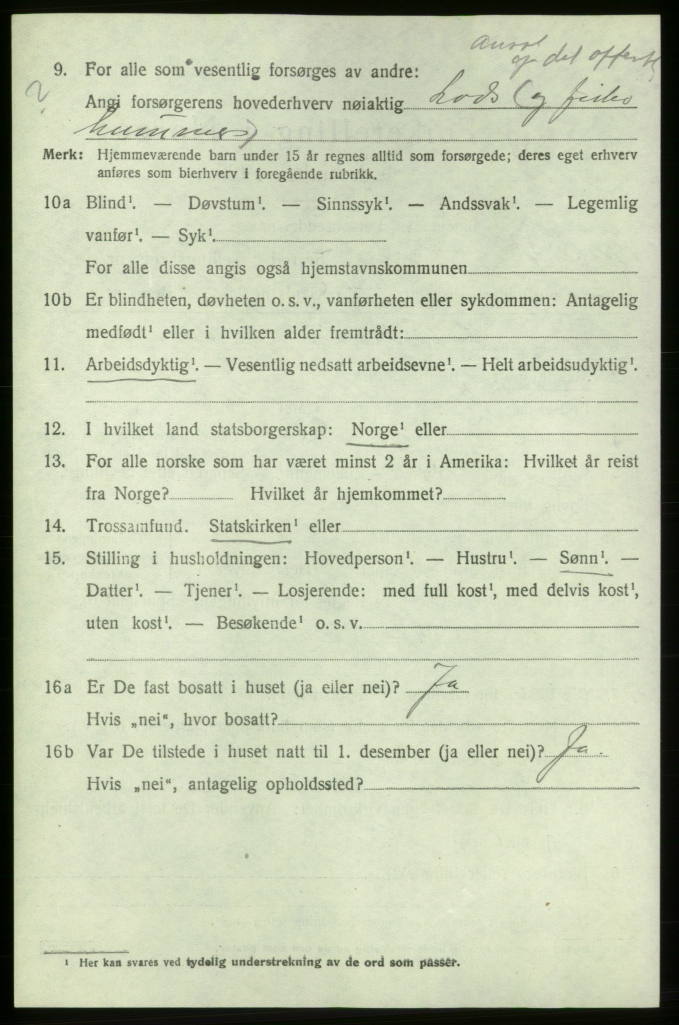 SAB, 1920 census for Bremnes, 1920, p. 4205