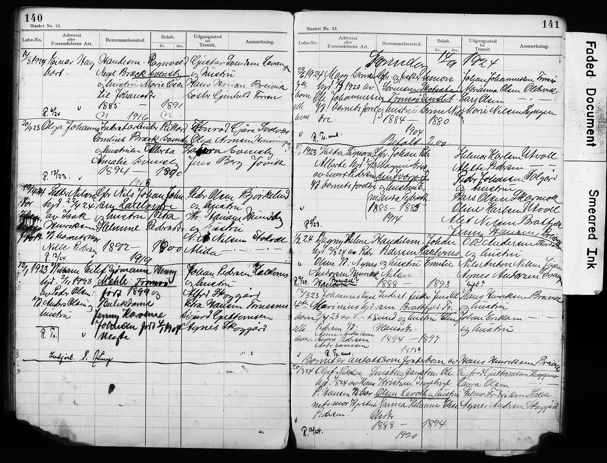 Lyngen sokneprestembete, AV/SATØ-S-1289/H/Ha/L0052/0002: Baptism register no. 52.2, 1915-1928, p. 140-141