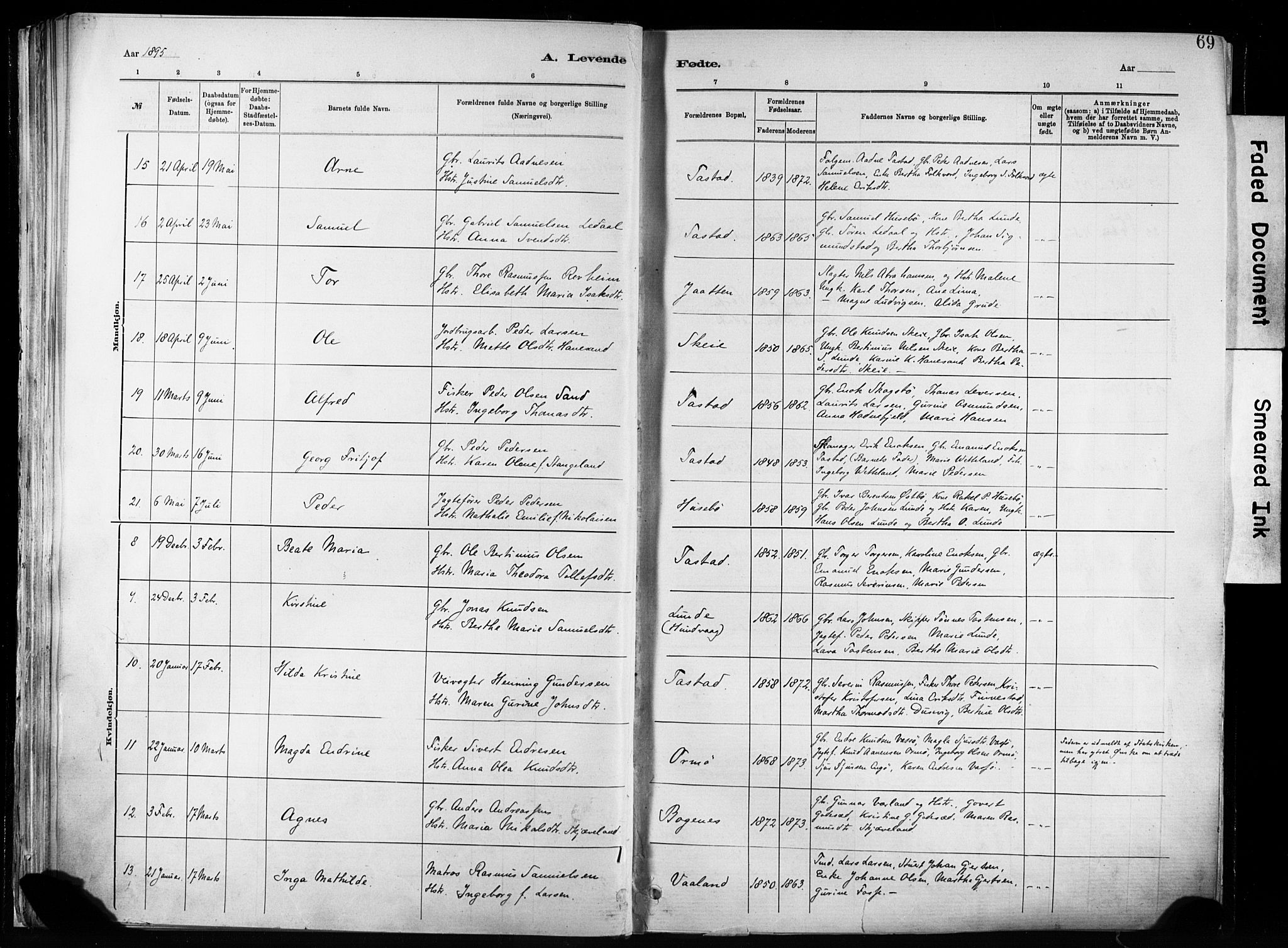 Hetland sokneprestkontor, AV/SAST-A-101826/30/30BA/L0011: Parish register (official) no. A 11, 1884-1911, p. 69