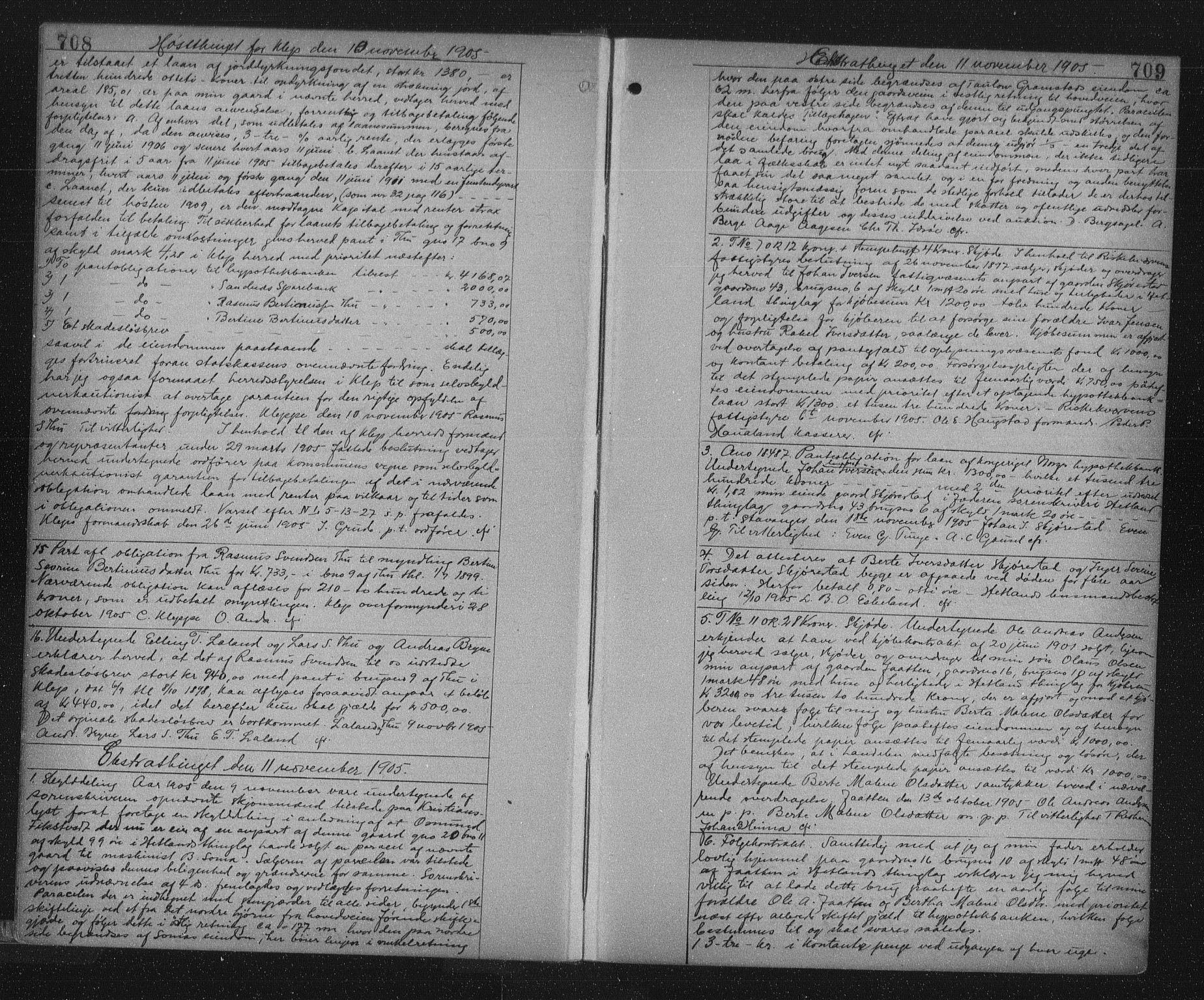 Jæren sorenskriveri, SAST/A-100310/01/4/41/41BF/L0019: Mortgage book no. 24b, 1905-1906, p. 708-709