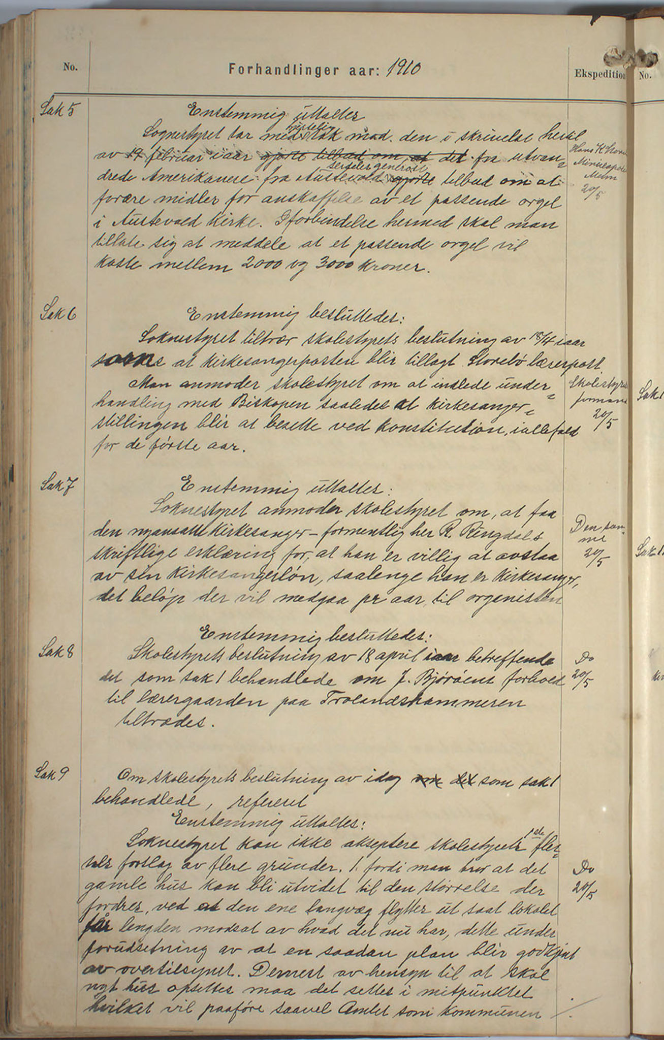 Austevoll kommune. Formannskapet, IKAH/1244-021/A/Aa/L0002a: Møtebok for heradstyret, 1901-1910, p. 483