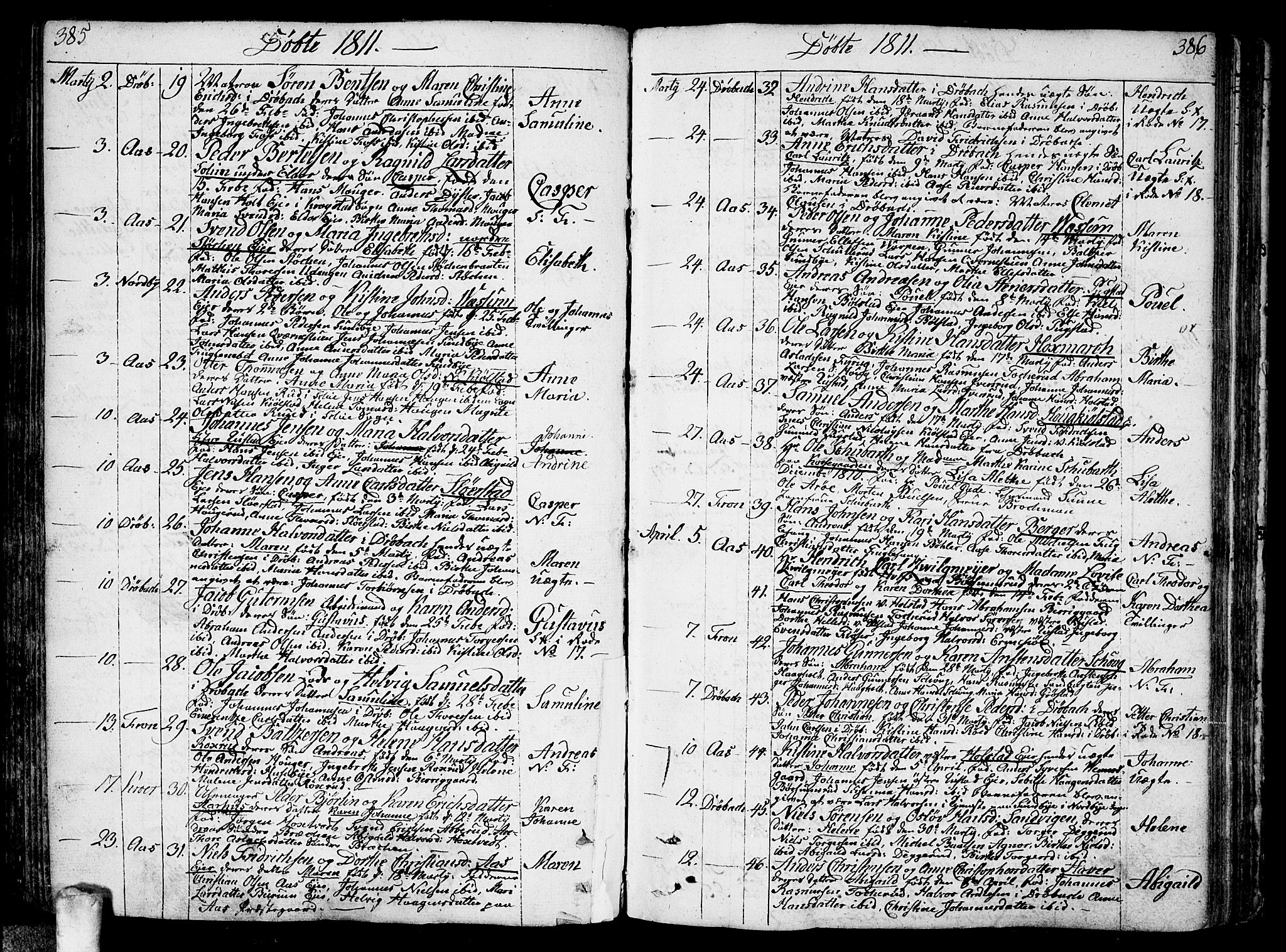 Ås prestekontor Kirkebøker, SAO/A-10894/F/Fa/L0002: Parish register (official) no. I 2, 1778-1813, p. 385-386