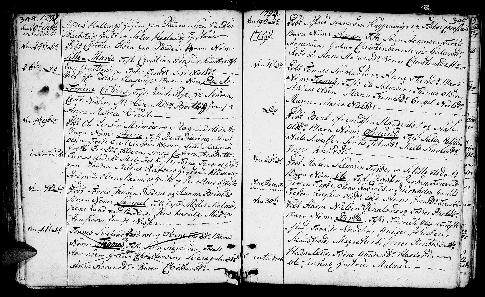 Mandal sokneprestkontor, SAK/1111-0030/F/Fa/Faa/L0003: Parish register (official) no. A 3, 1748-1794, p. 344-345