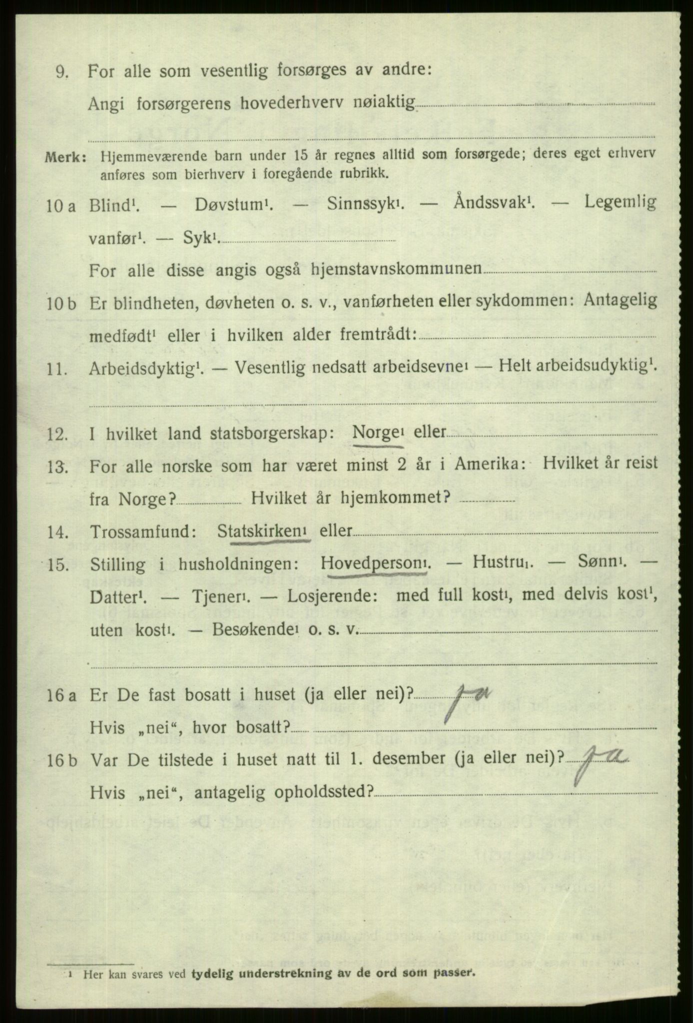 SAB, 1920 census for Vossestrand, 1920, p. 1435