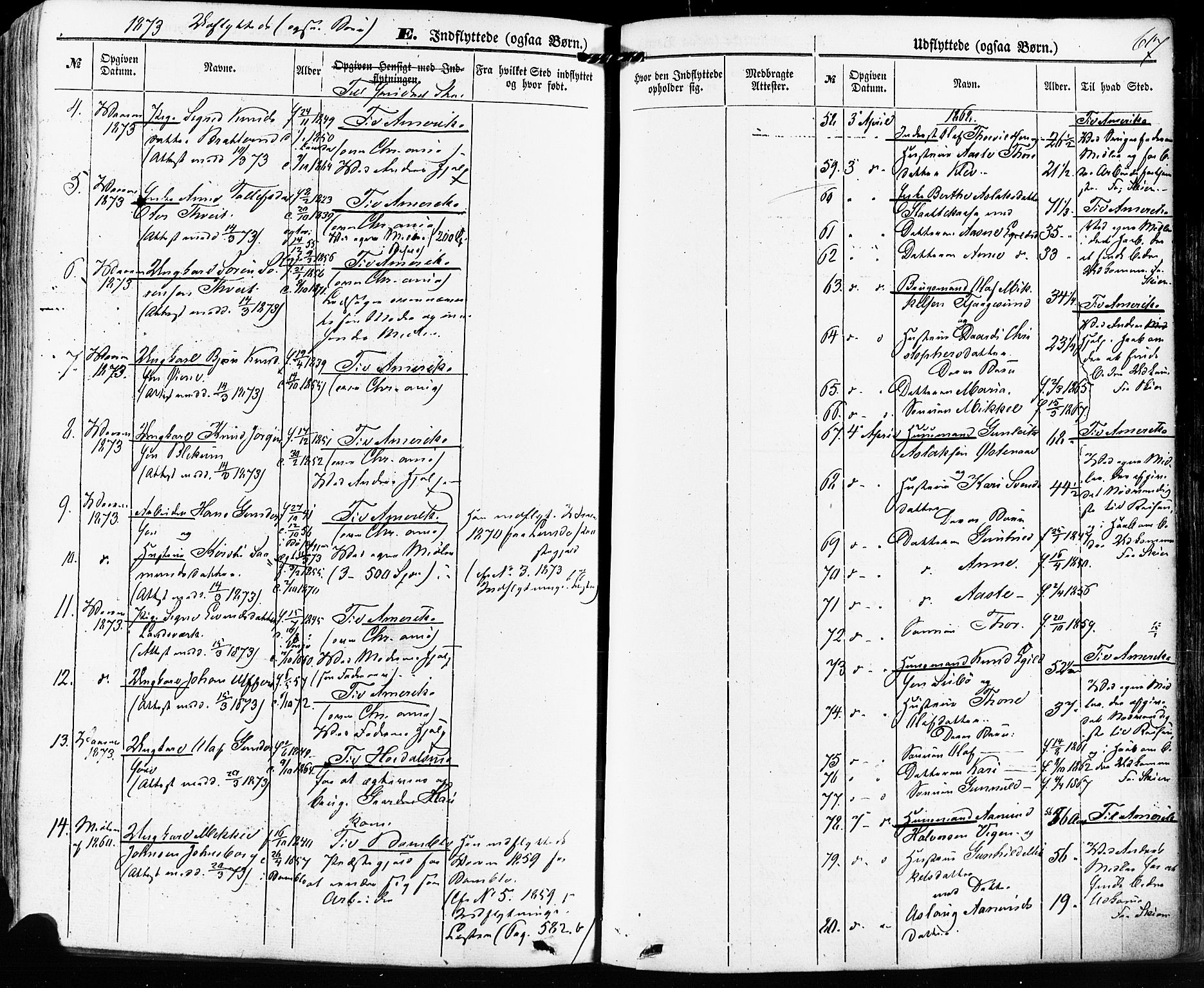 Kviteseid kirkebøker, SAKO/A-276/F/Fa/L0007: Parish register (official) no. I 7, 1859-1881, p. 617