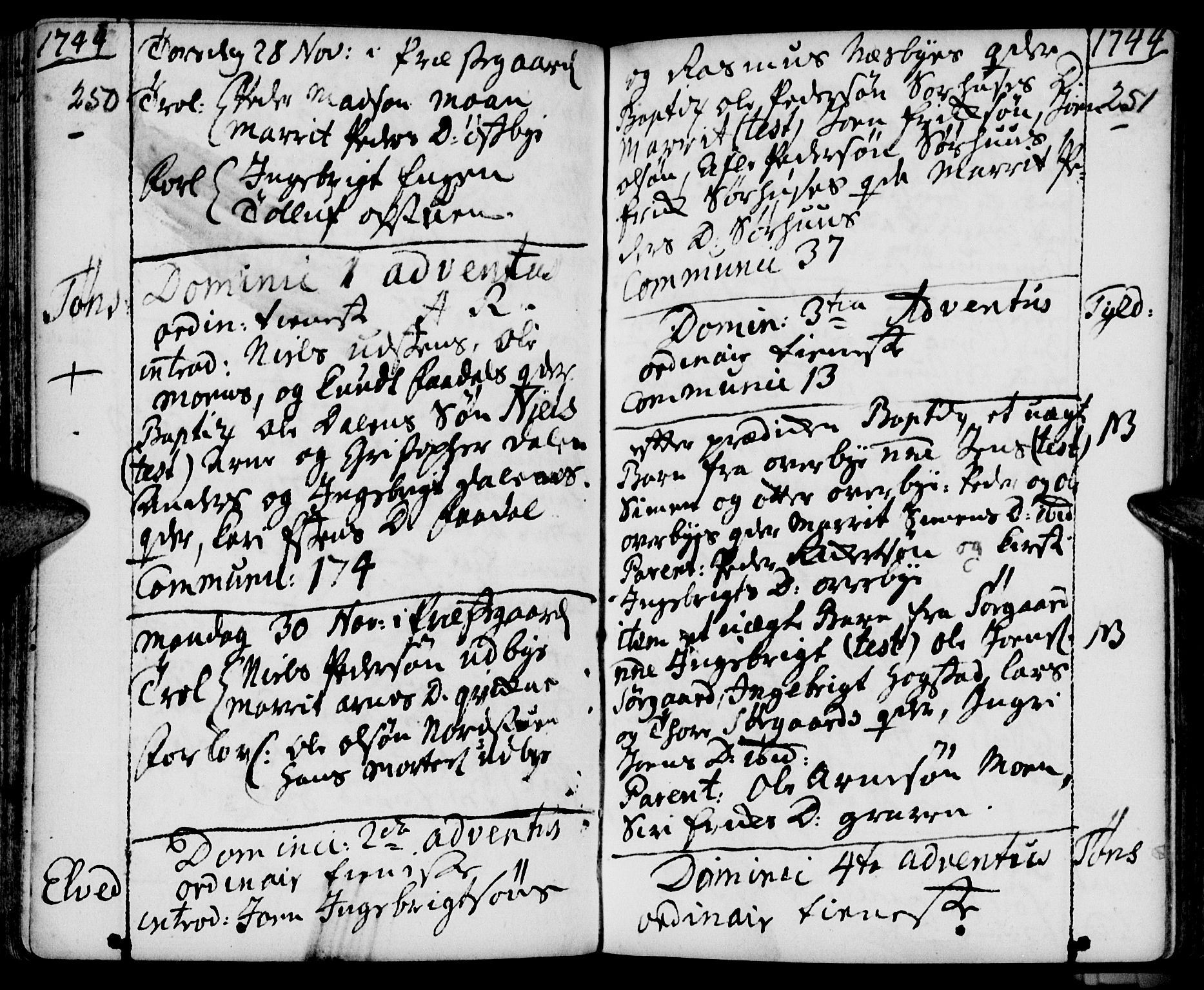 Tynset prestekontor, SAH/PREST-058/H/Ha/Haa/L0002: Parish register (official) no. 2, 1737-1767, p. 250-251