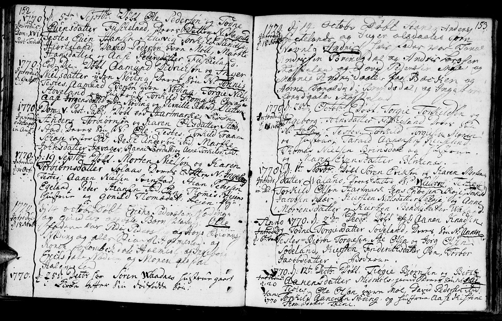 Holum sokneprestkontor, AV/SAK-1111-0022/F/Fa/Faa/L0002: Parish register (official) no. A 2, 1756-1780, p. 152-153