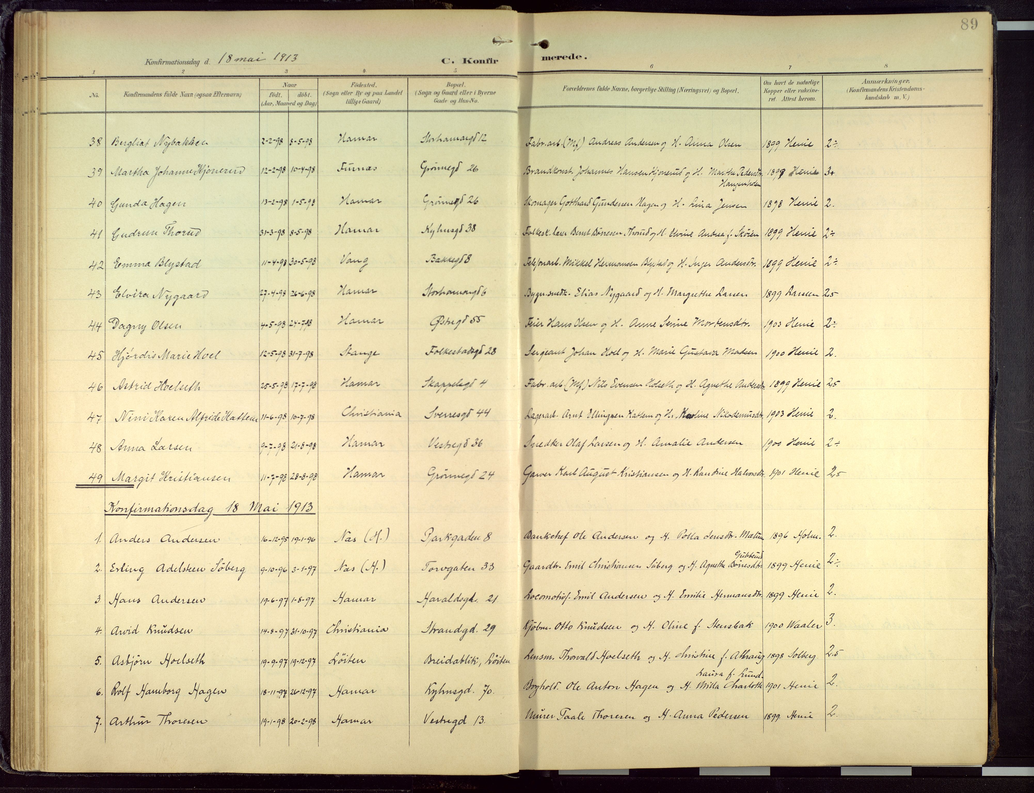 Hamar prestekontor, AV/SAH-DOMPH-002/H/Ha/Haa/L0004: Parish register (official) no. 4, 1899-1973, p. 89