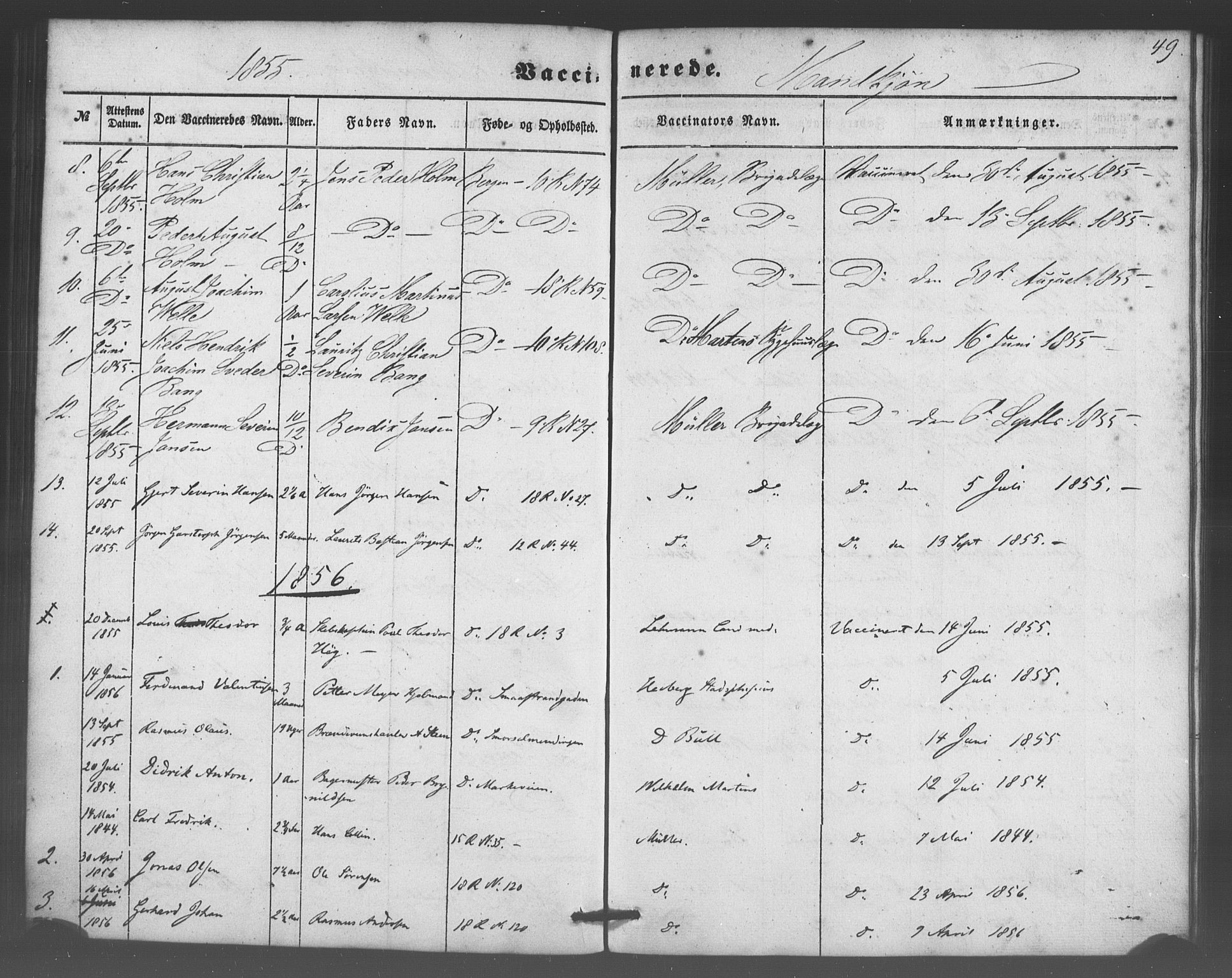 Domkirken sokneprestembete, SAB/A-74801/H/Haa/L0047: Parish register (official) no. F 2, 1852-1868, p. 49