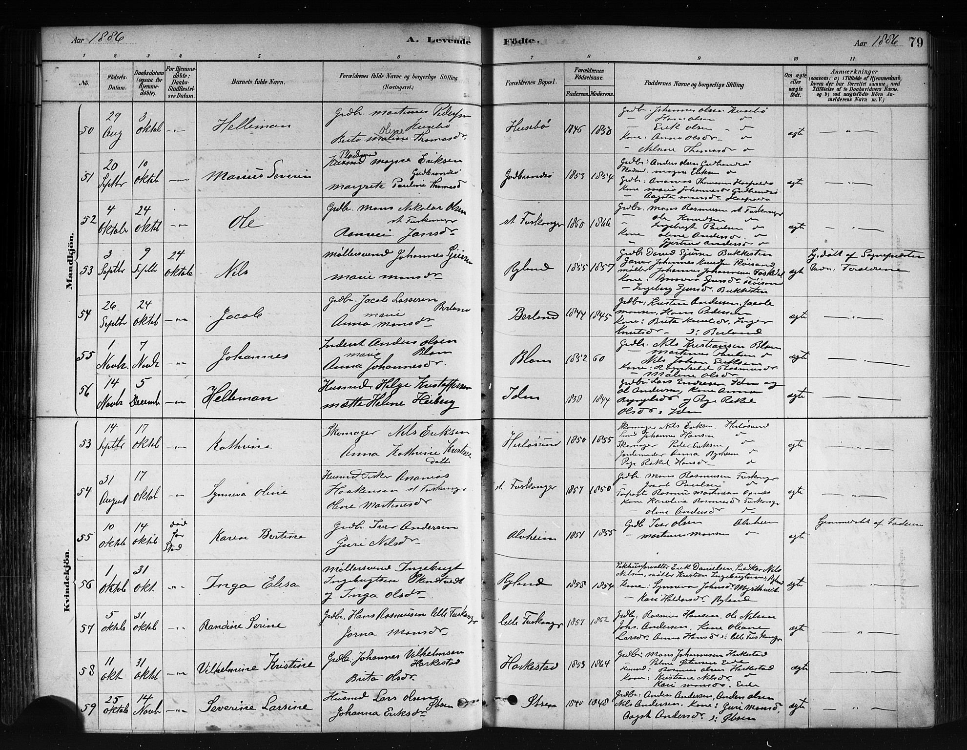 Herdla Sokneprestembete, AV/SAB-A-75701/H/Haa: Parish register (official) no. A 3, 1878-1890, p. 79