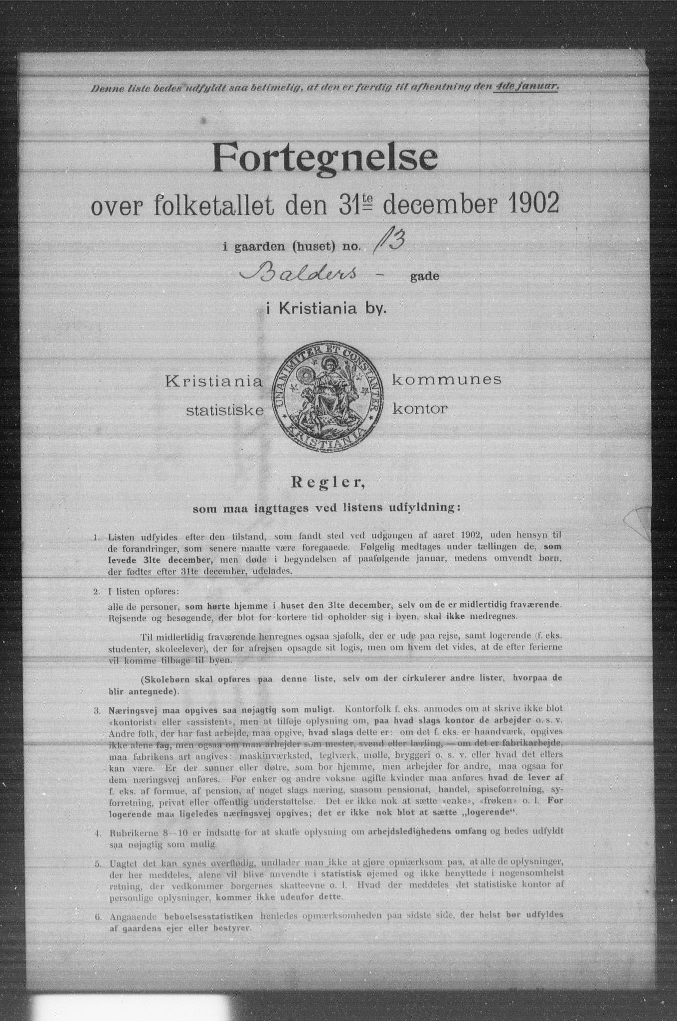 OBA, Municipal Census 1902 for Kristiania, 1902, p. 743