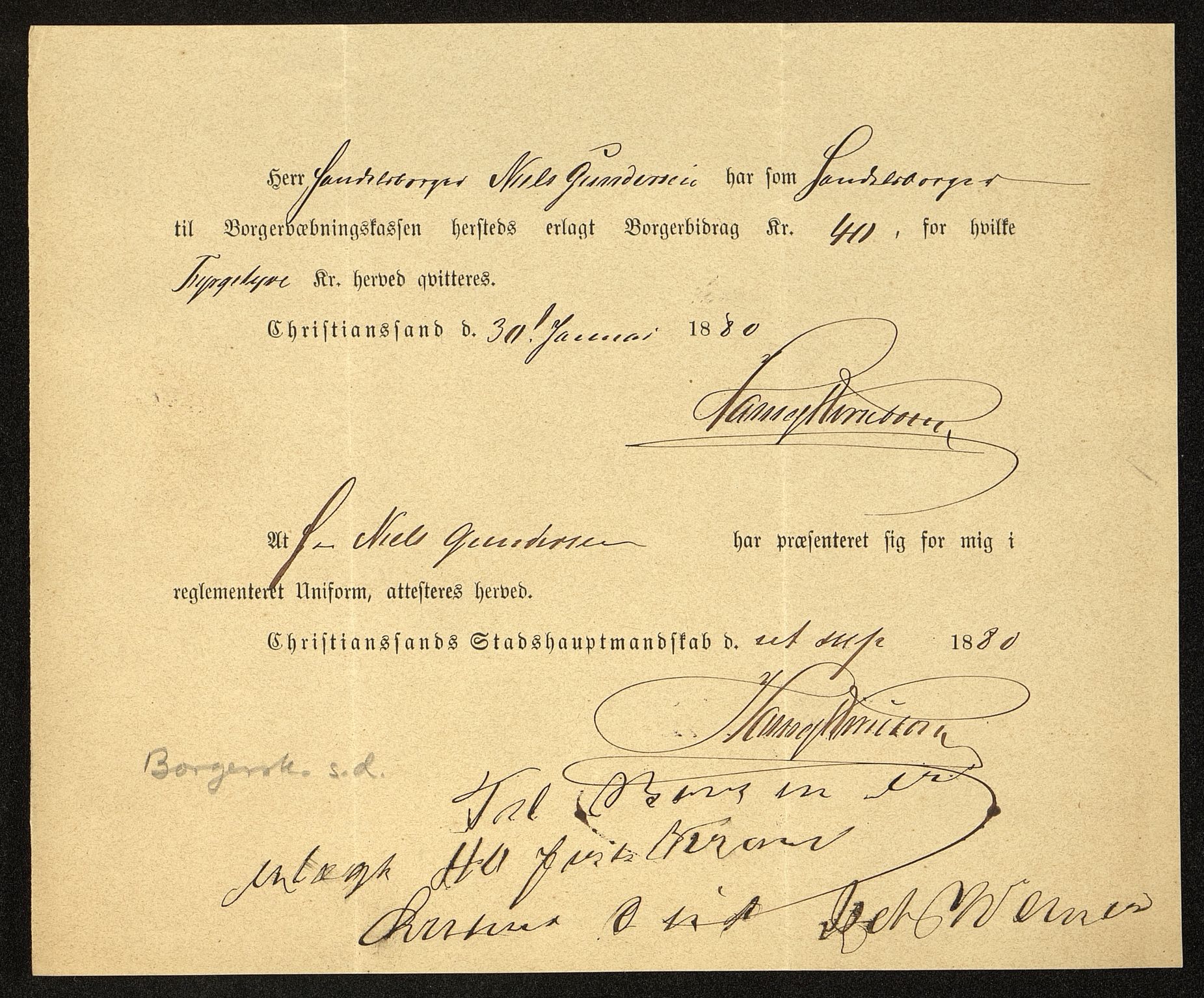 Kristiansand By - Magistraten, ARKSOR/1001KG122/G/Gc/L0009: Borgerbrev, 1877-1901