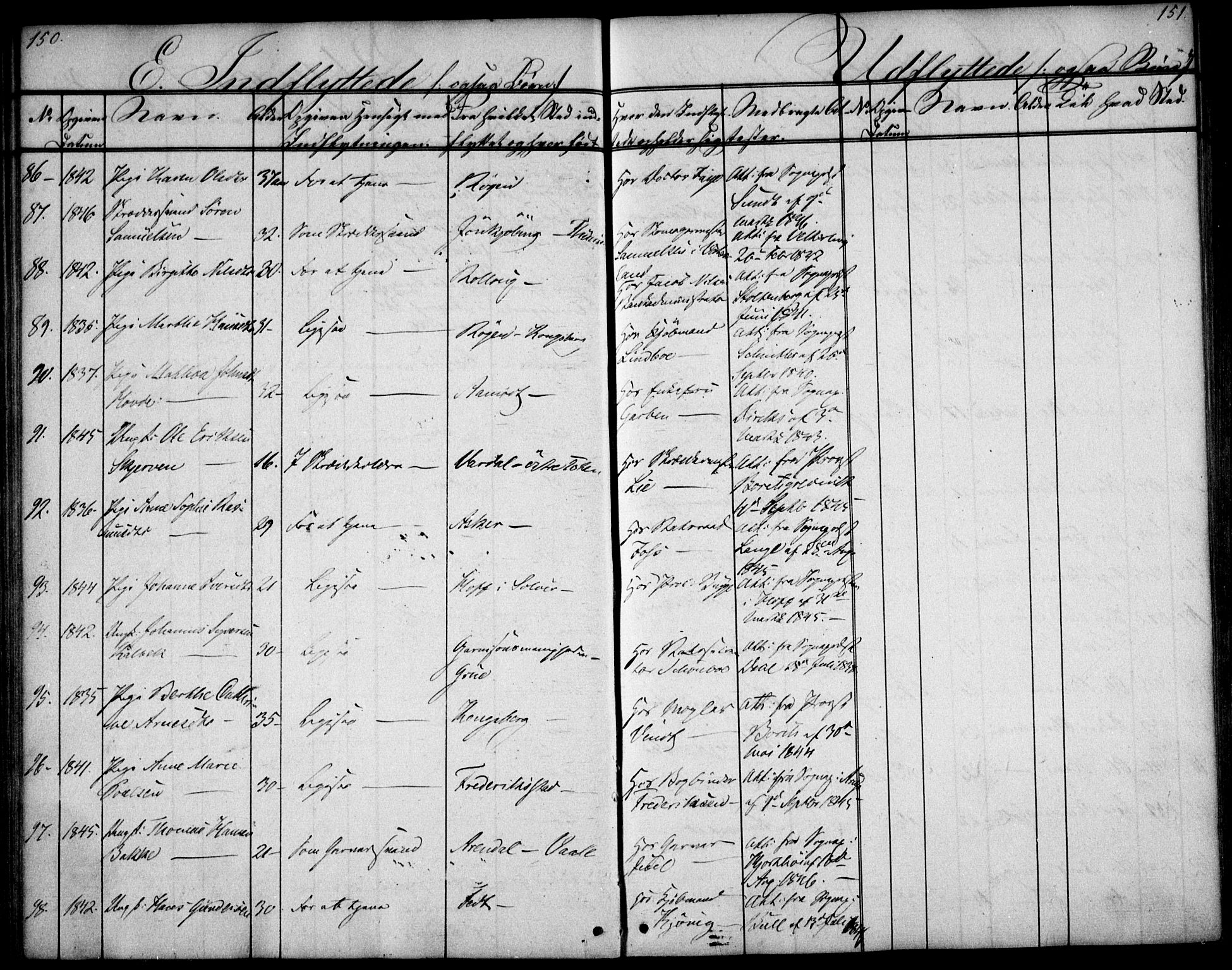 Oslo domkirke Kirkebøker, AV/SAO-A-10752/F/Fa/L0028: Parish register (official) no. 28, 1840-1876, p. 150-151