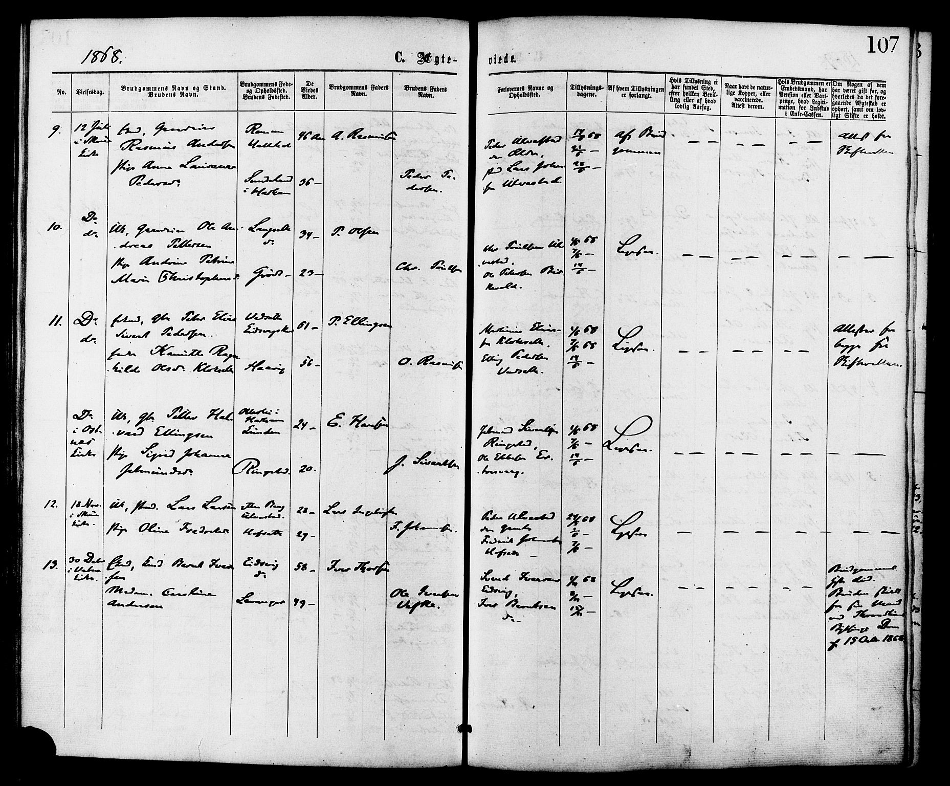 Ministerialprotokoller, klokkerbøker og fødselsregistre - Møre og Romsdal, AV/SAT-A-1454/525/L0373: Parish register (official) no. 525A03, 1864-1879, p. 107