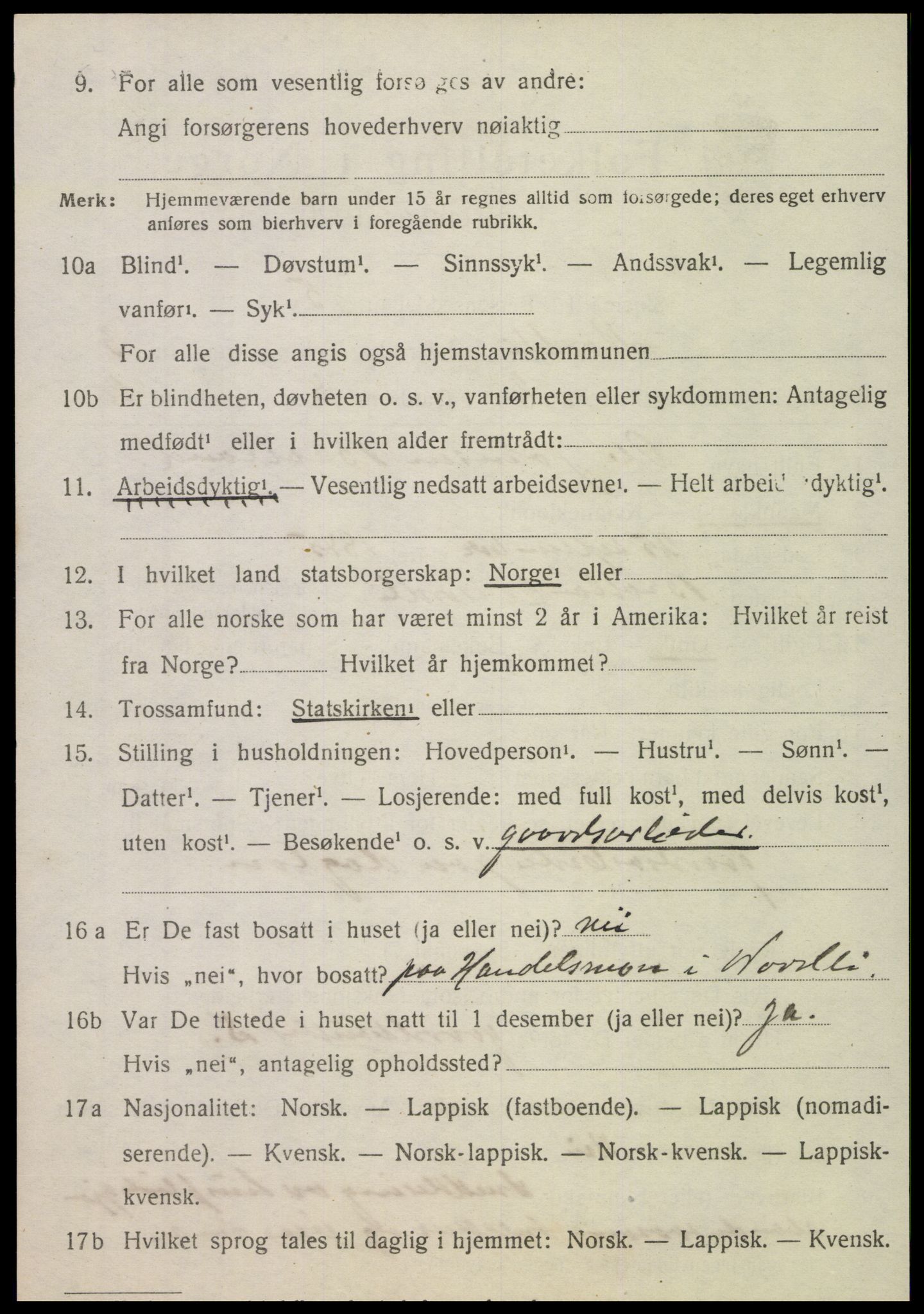 SAT, 1920 census for Nordli, 1920, p. 1430