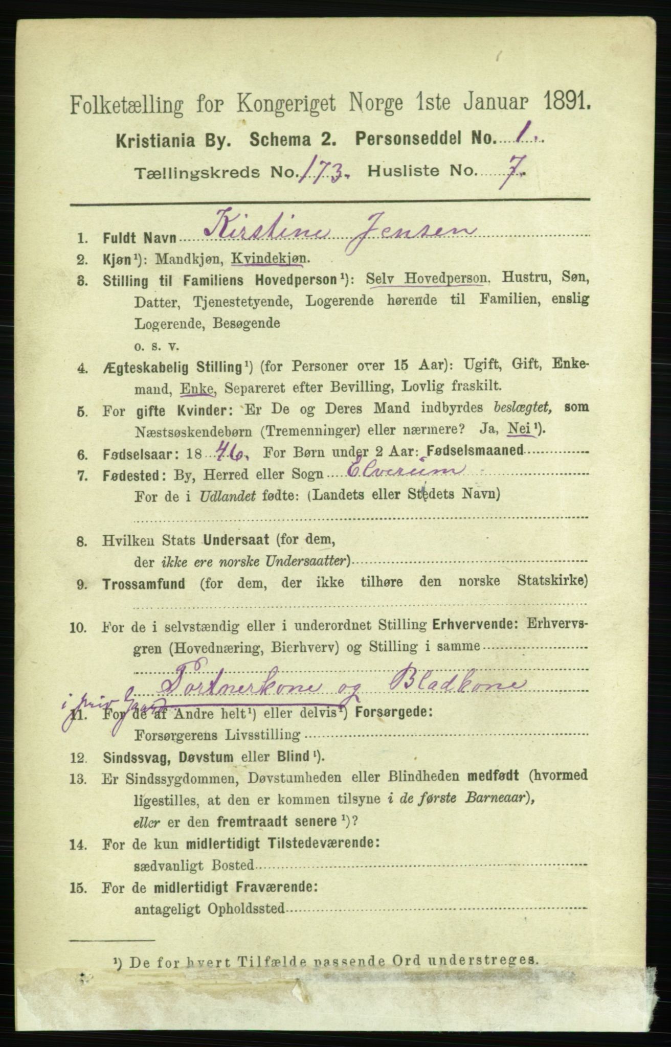 RA, 1891 census for 0301 Kristiania, 1891, p. 103141
