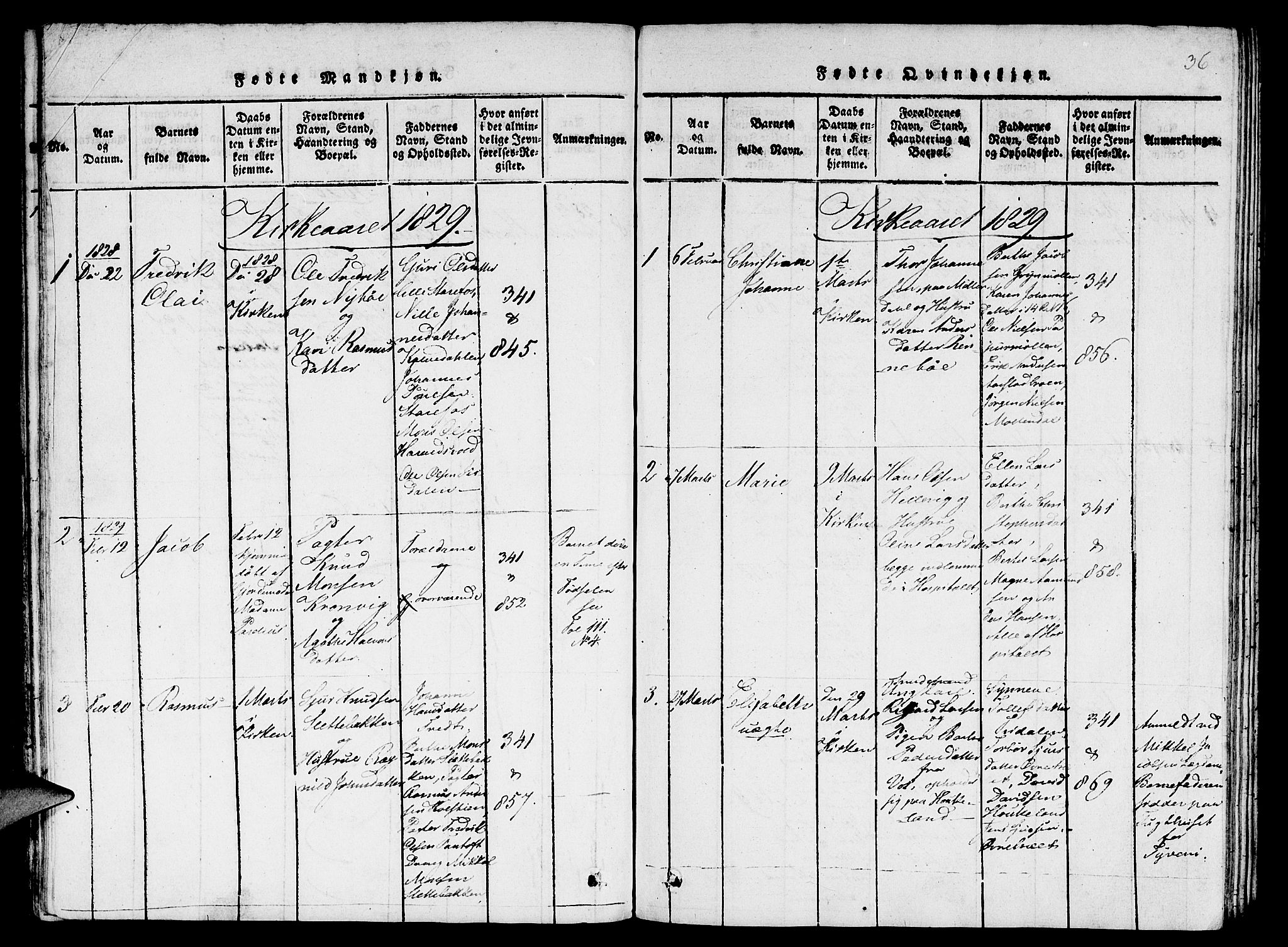 St. Jørgens hospital og Årstad sokneprestembete, SAB/A-99934: Parish register (copy) no. A 1, 1816-1843, p. 36