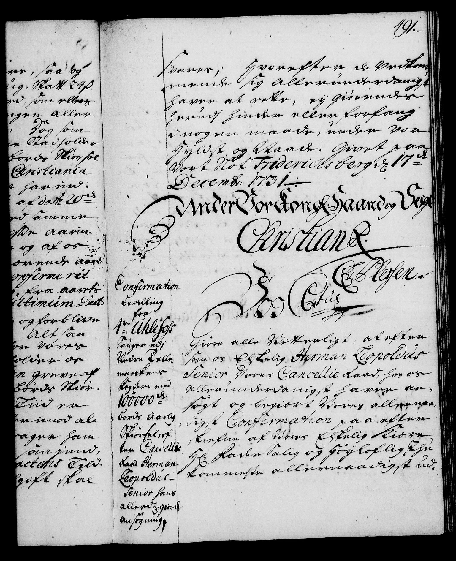 Rentekammeret, Kammerkanselliet, RA/EA-3111/G/Gg/Gga/L0003: Norsk ekspedisjonsprotokoll med register (merket RK 53.3), 1727-1734, p. 491