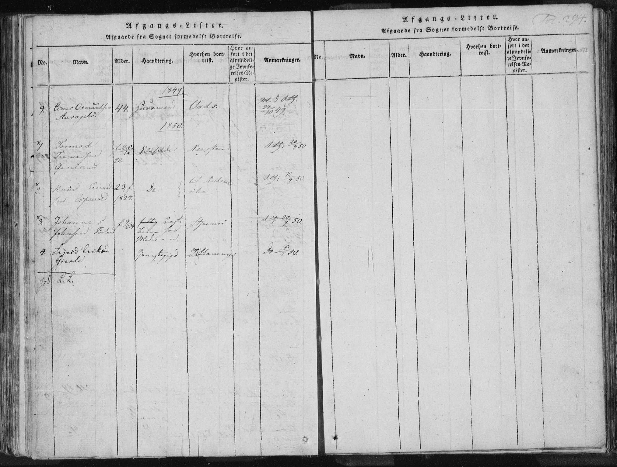 Vikedal sokneprestkontor, SAST/A-101840/01/IV: Parish register (official) no. A 3, 1817-1850, p. 294