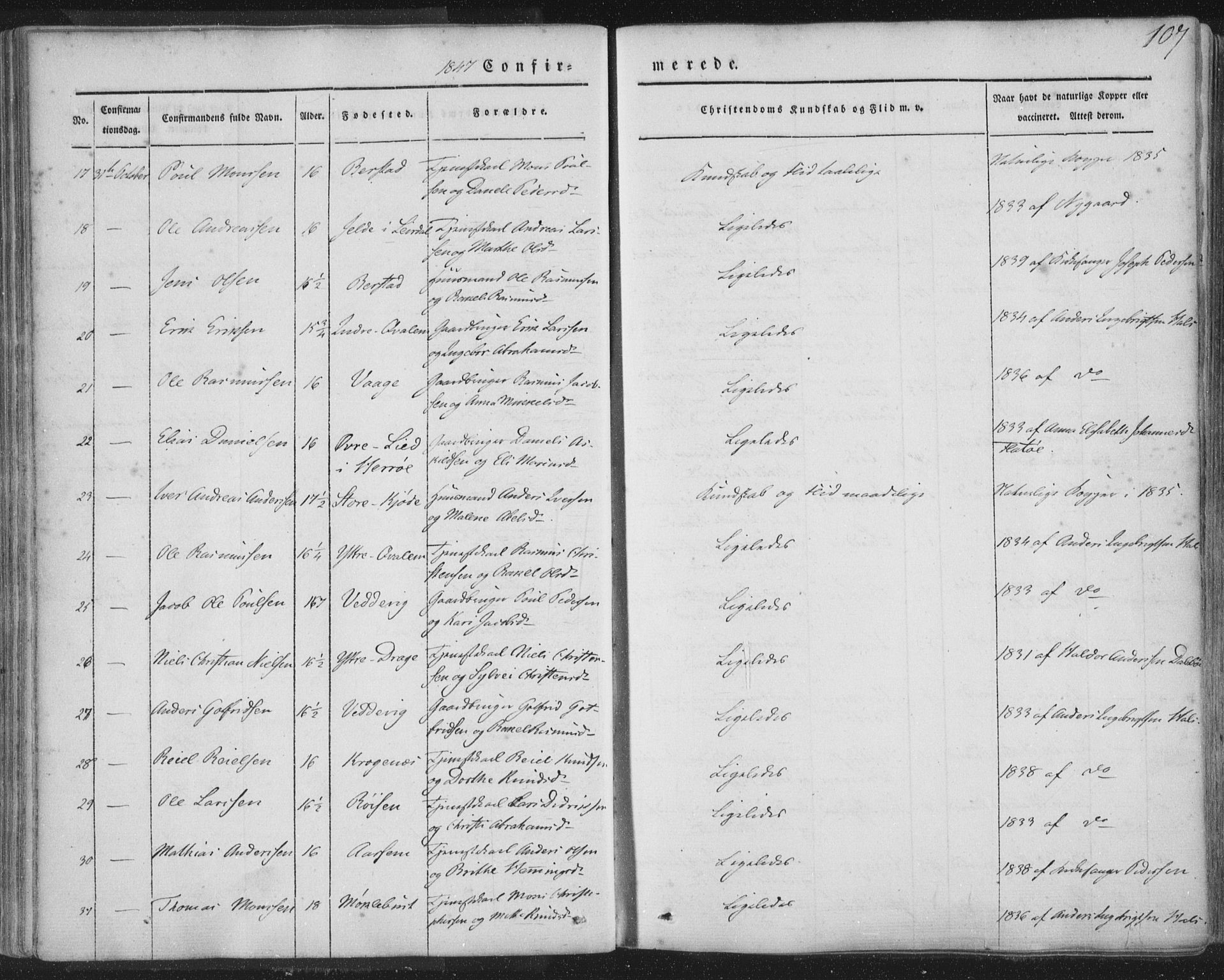 Selje sokneprestembete, AV/SAB-A-99938/H/Ha/Haa/Haaa: Parish register (official) no. A 10, 1844-1858, p. 107