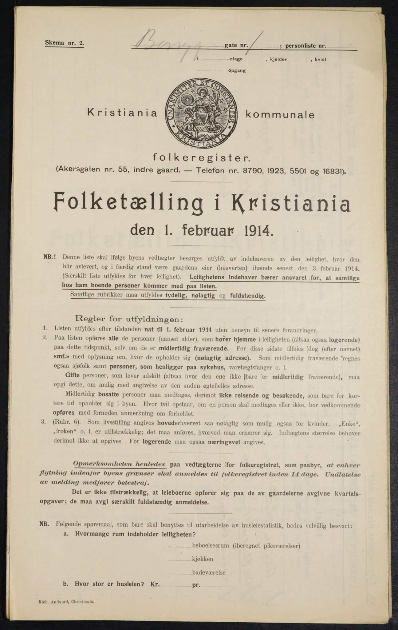 OBA, Municipal Census 1914 for Kristiania, 1914, p. 7700