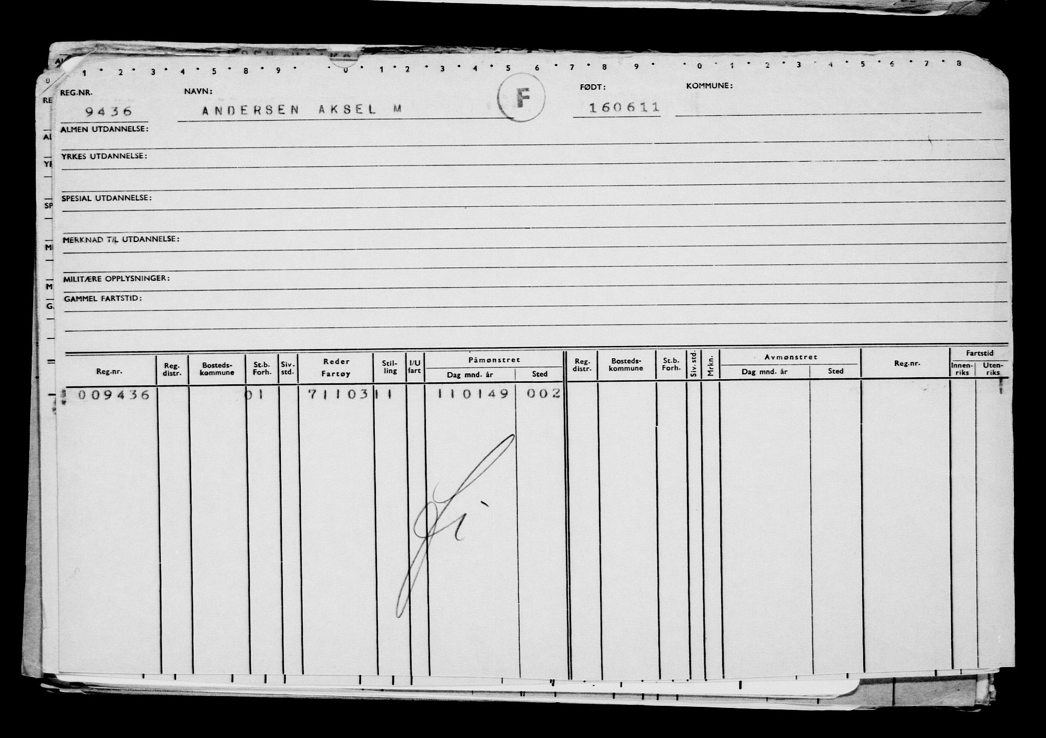 Direktoratet for sjømenn, AV/RA-S-3545/G/Gb/L0097: Hovedkort, 1911, p. 235