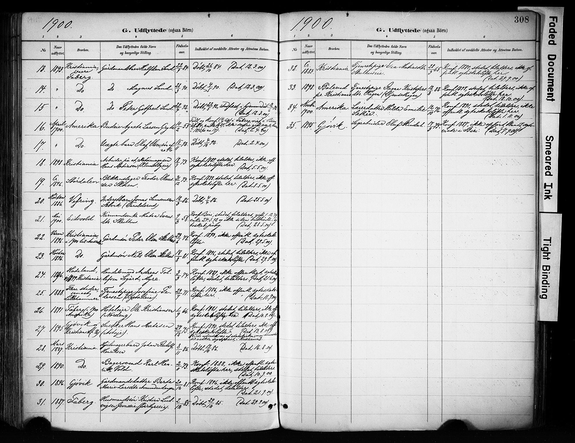 Biri prestekontor, AV/SAH-PREST-096/H/Ha/Haa/L0009: Parish register (official) no. 9, 1887-1900, p. 308
