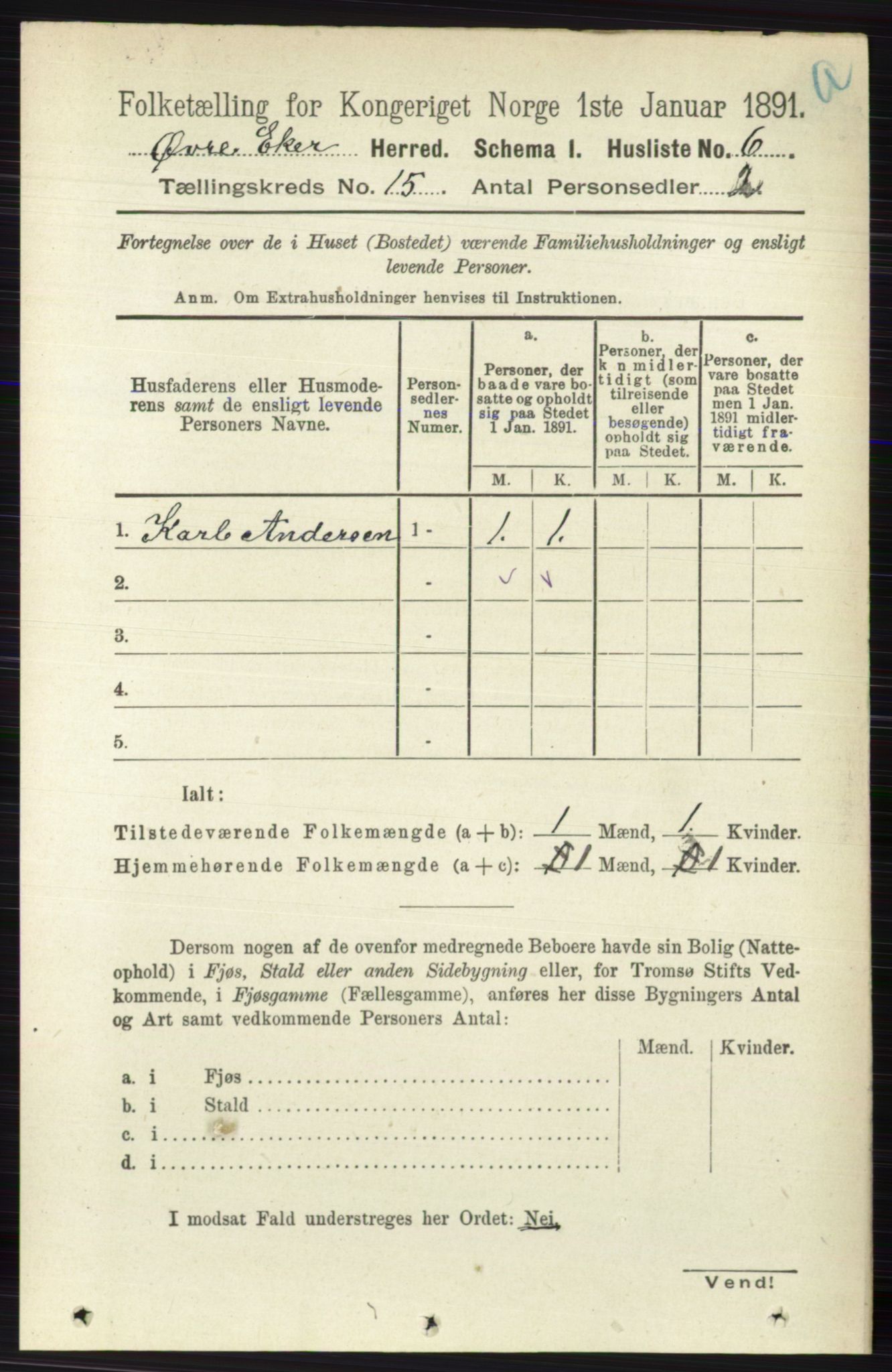 RA, 1891 census for 0624 Øvre Eiker, 1891, p. 6930