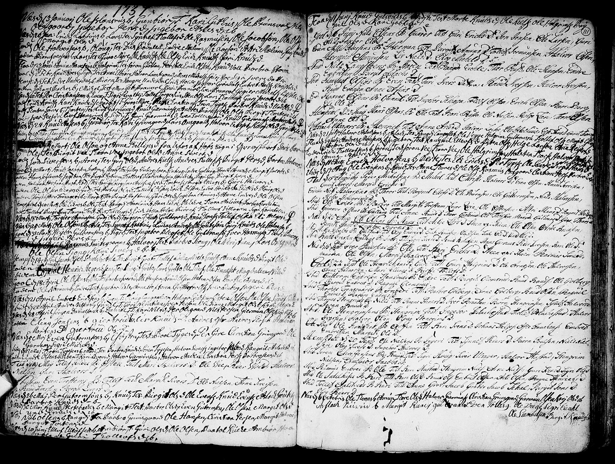 Nes kirkebøker, SAKO/A-236/F/Fa/L0002: Parish register (official) no. 2, 1707-1759, p. 111
