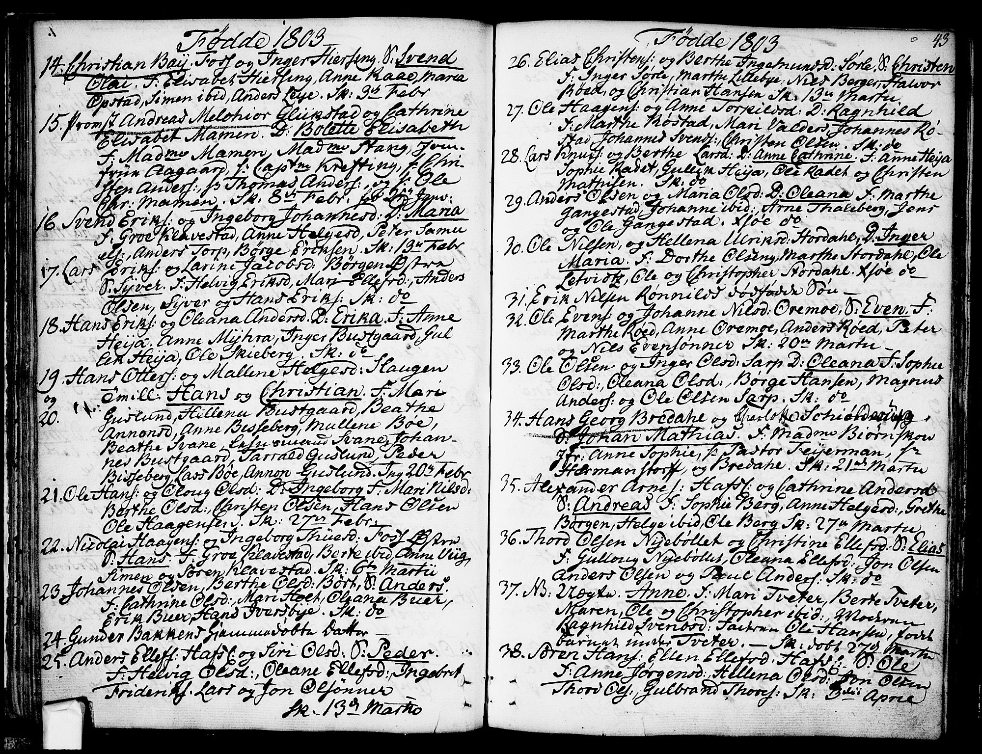 Skjeberg prestekontor Kirkebøker, SAO/A-10923/F/Fa/L0003: Parish register (official) no. I 3, 1792-1814, p. 43