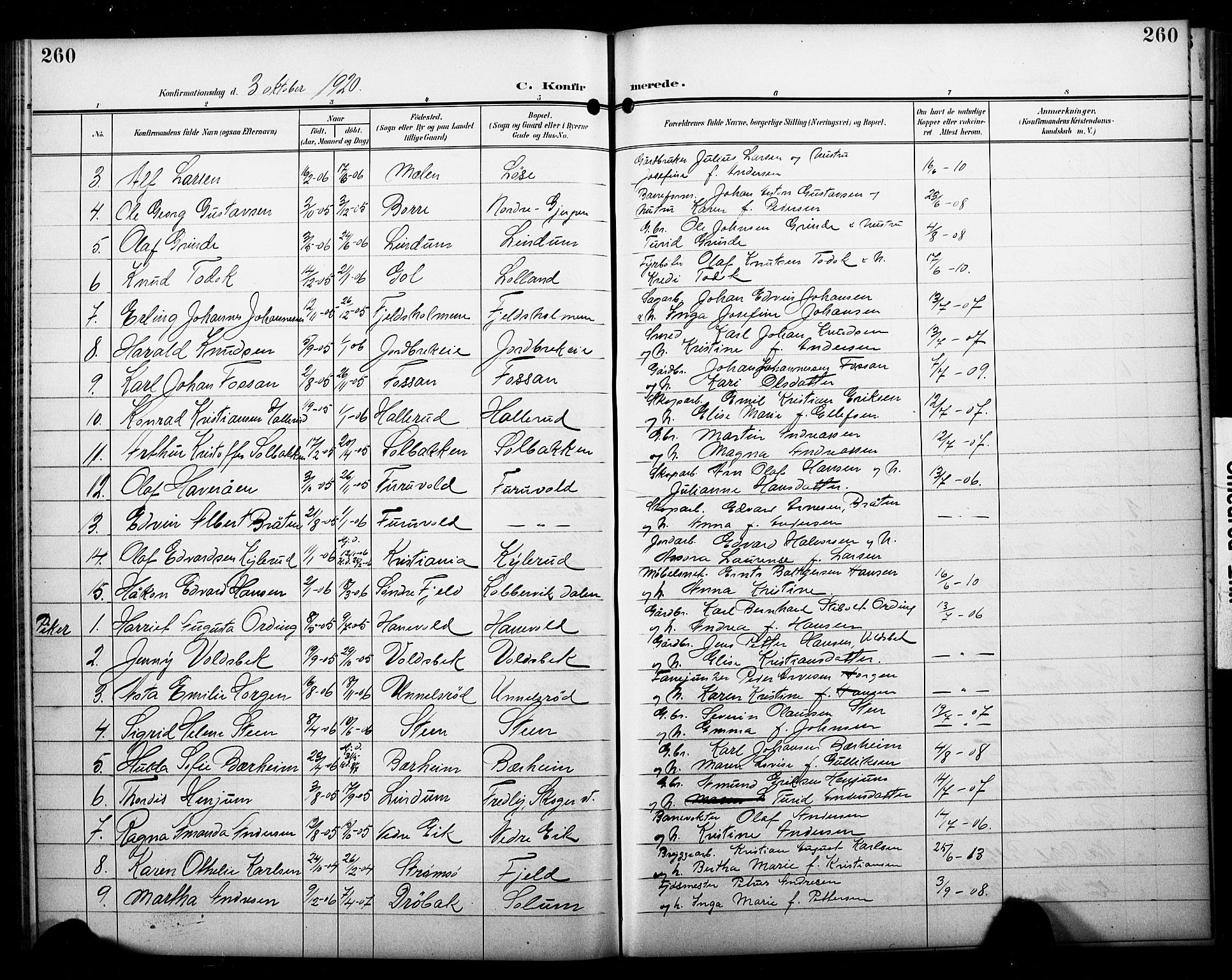 Skoger kirkebøker, SAKO/A-59/G/Ga/L0003: Parish register (copy) no. I 3, 1900-1927, p. 260