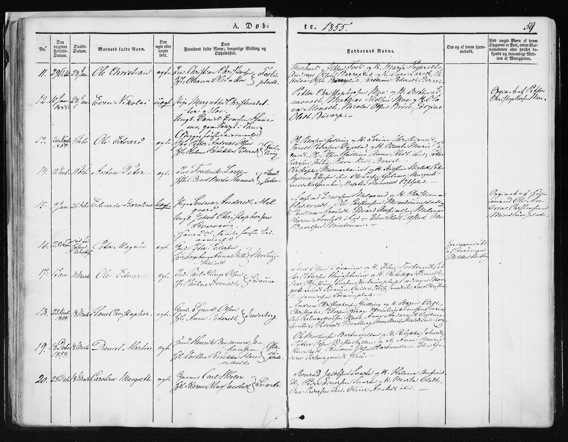 Ministerialprotokoller, klokkerbøker og fødselsregistre - Nord-Trøndelag, SAT/A-1458/741/L0393: Parish register (official) no. 741A07, 1849-1863, p. 59