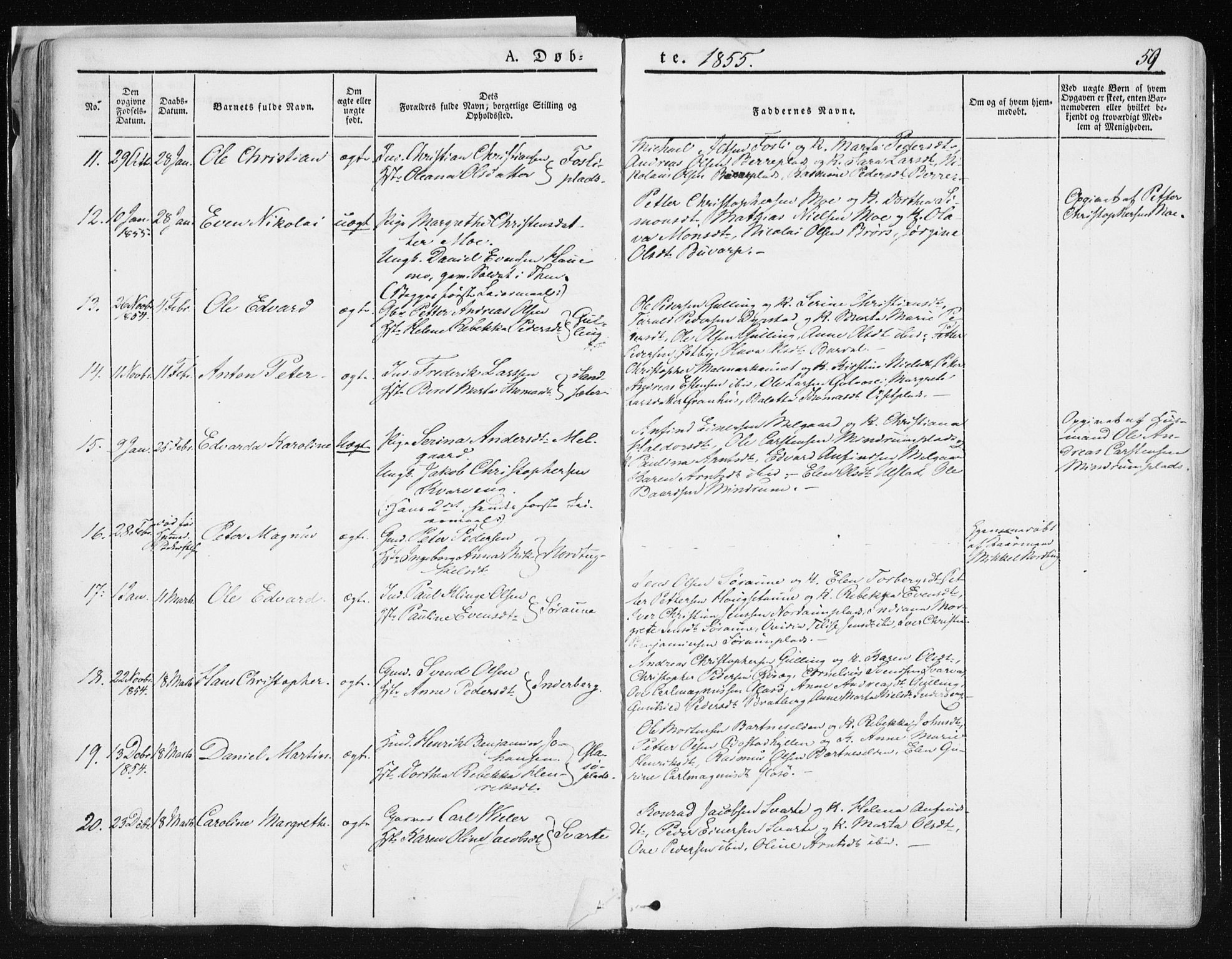 Ministerialprotokoller, klokkerbøker og fødselsregistre - Nord-Trøndelag, AV/SAT-A-1458/741/L0393: Parish register (official) no. 741A07, 1849-1863, p. 59