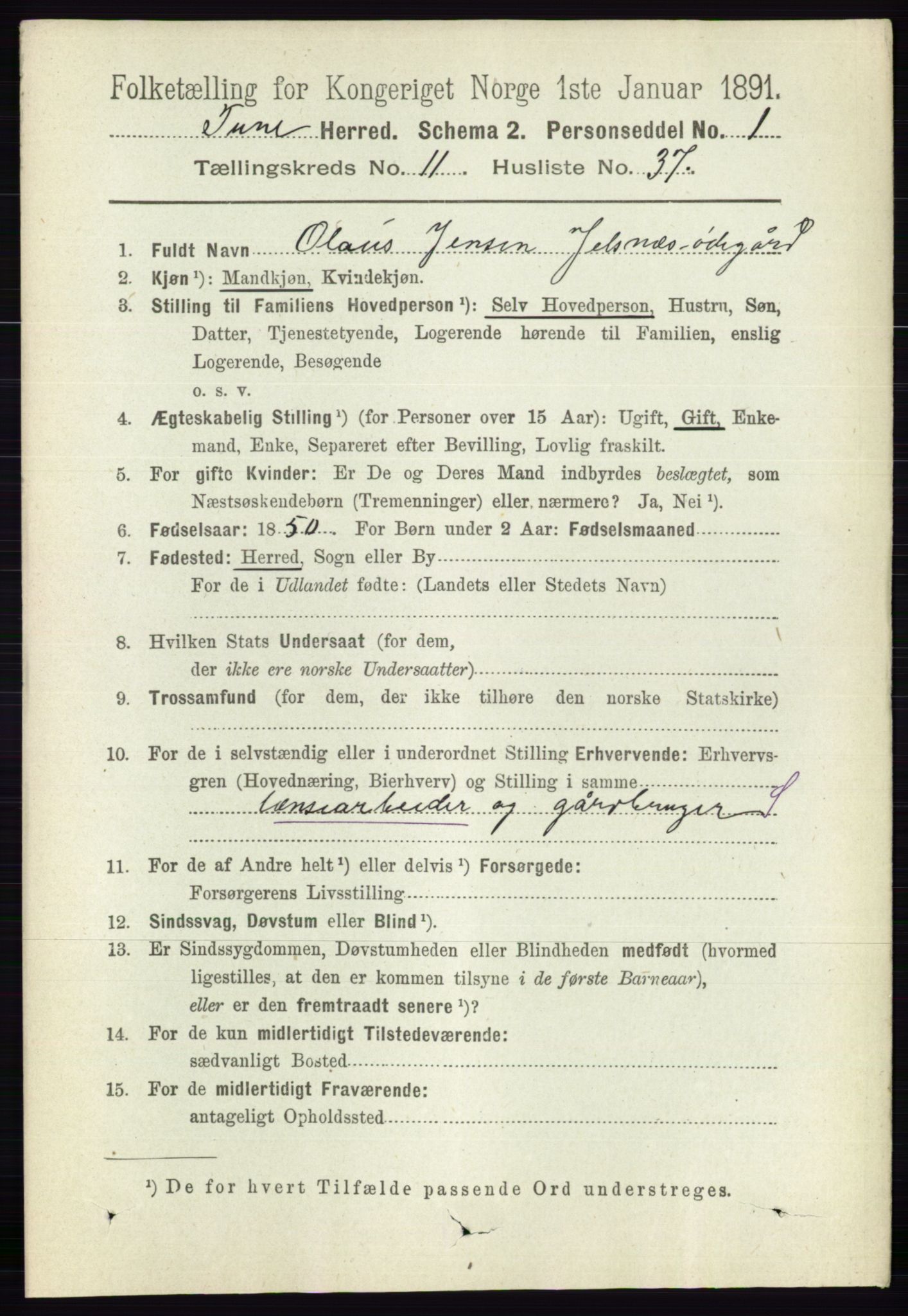 RA, 1891 census for 0130 Tune, 1891, p. 7149