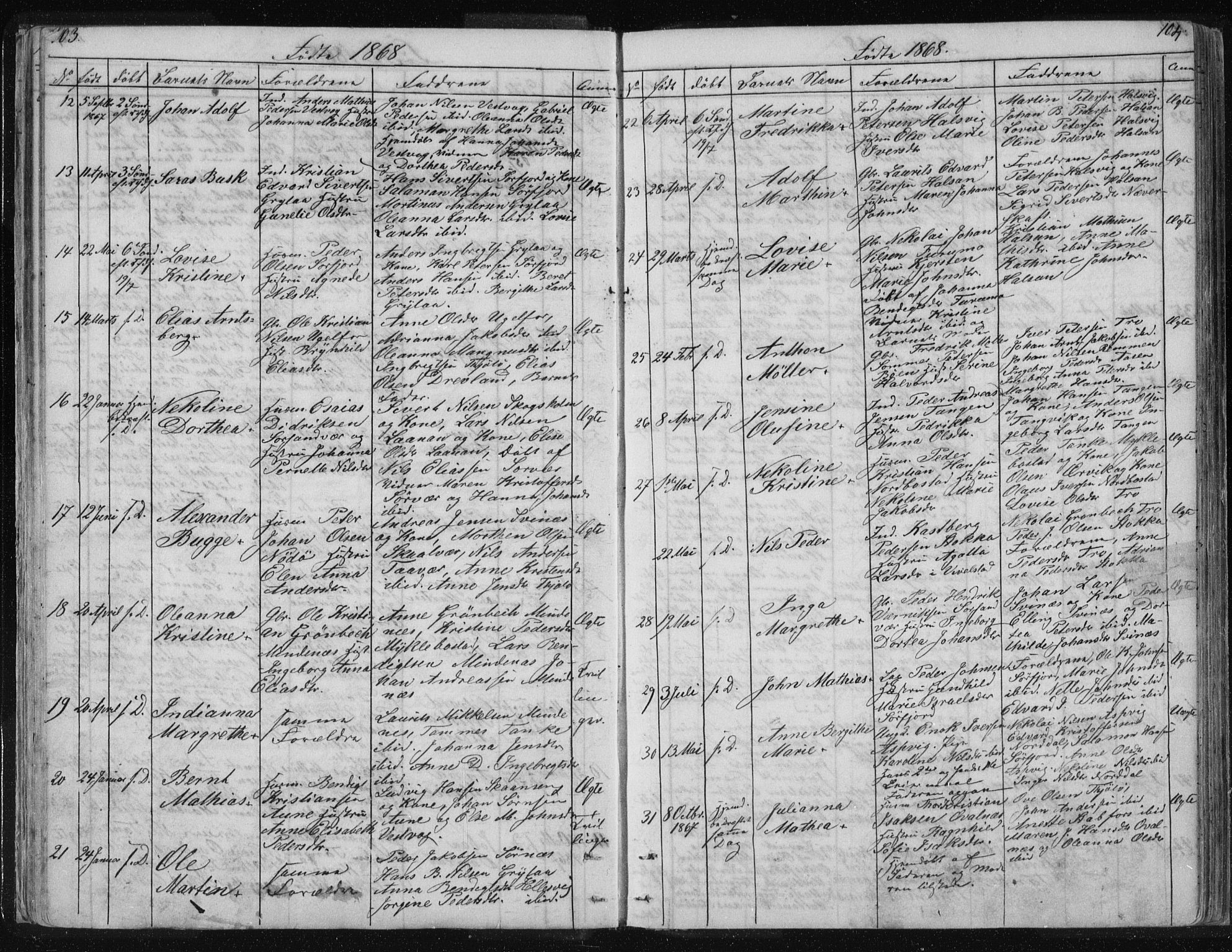 Ministerialprotokoller, klokkerbøker og fødselsregistre - Nordland, AV/SAT-A-1459/817/L0266: Parish register (copy) no. 817C01, 1841-1869, p. 103-104