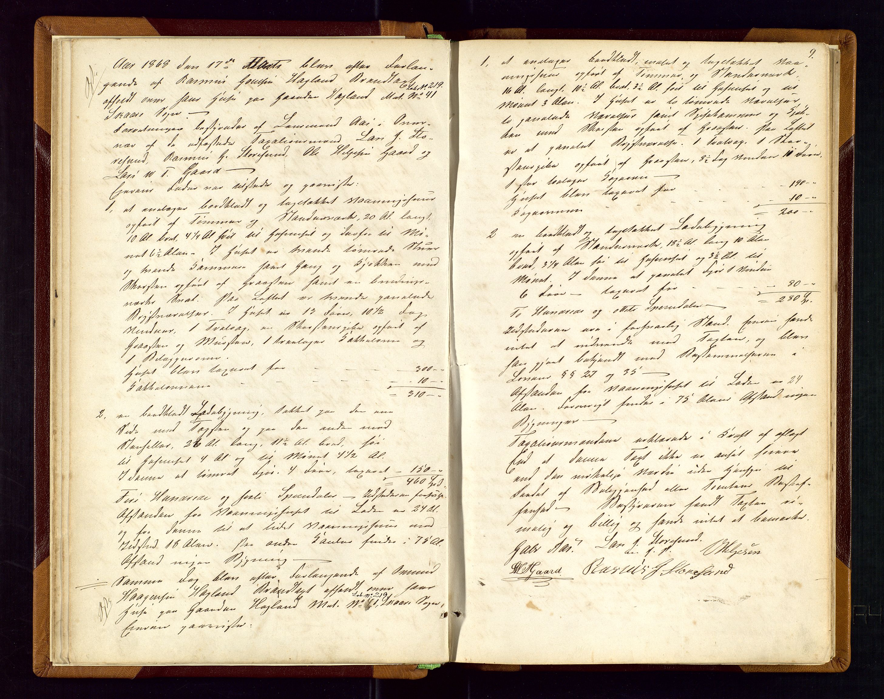 Torvestad lensmannskontor, AV/SAST-A-100307/1/Goa/L0001: "Brandtaxationsprotokol for Torvestad Thinglag", 1867-1883, p. 8b-9a