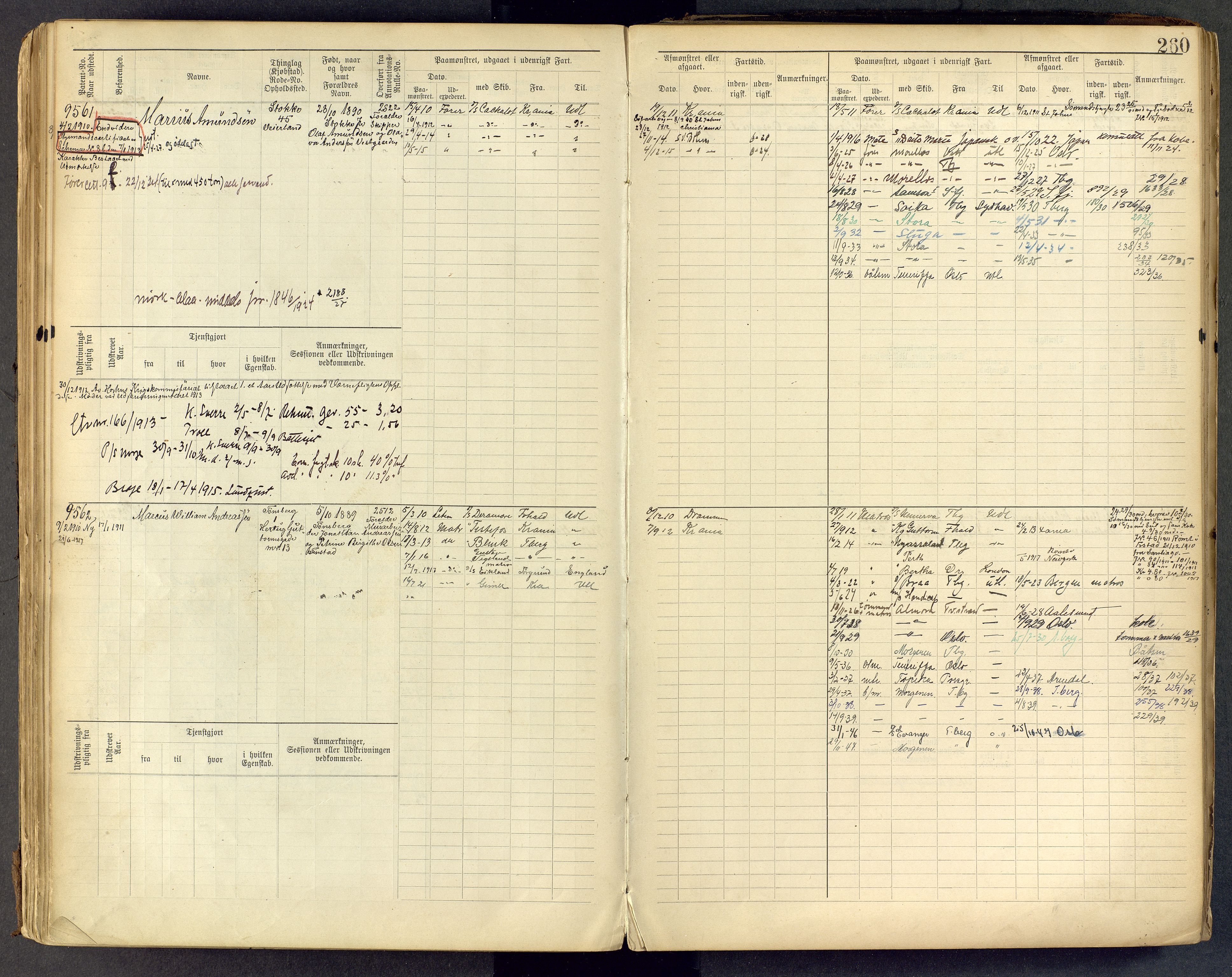 Tønsberg innrulleringskontor, AV/SAKO-A-786/F/Fc/Fcb/L0009: Hovedrulle Patent nr. 9043-9992, 1900-1921, p. 260